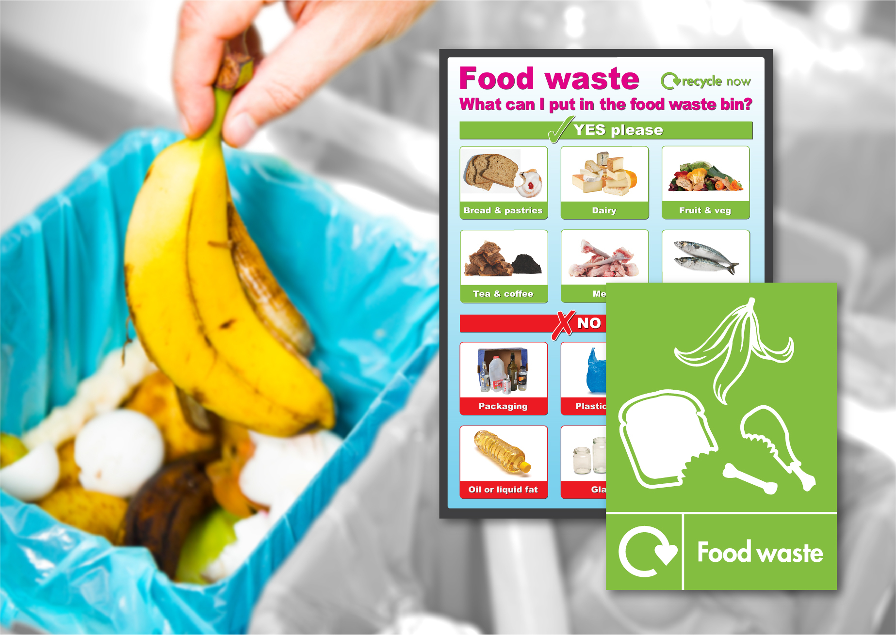 Food Waste and Recycling Signs