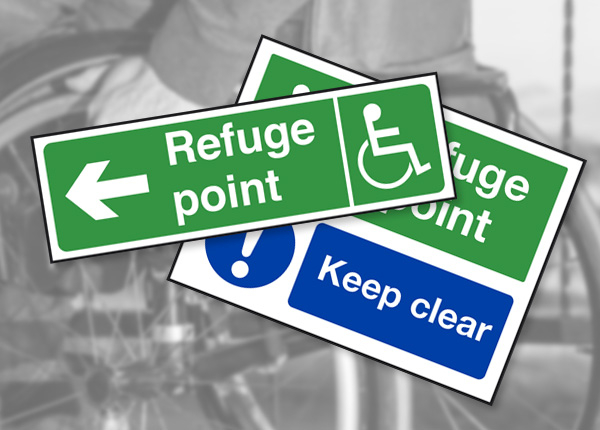 Disabled refuge point signs