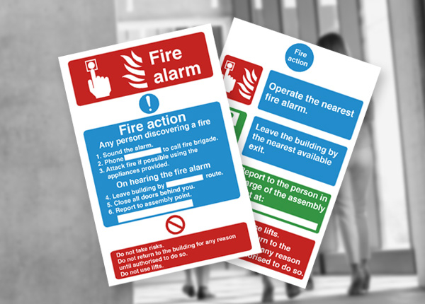 Fire action safety signs