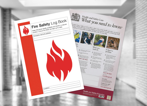 Fire safety posters and log book