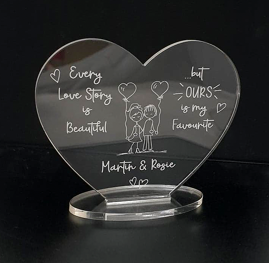 Personalised Acrylic Heart Block Valentines Gift Catersigns