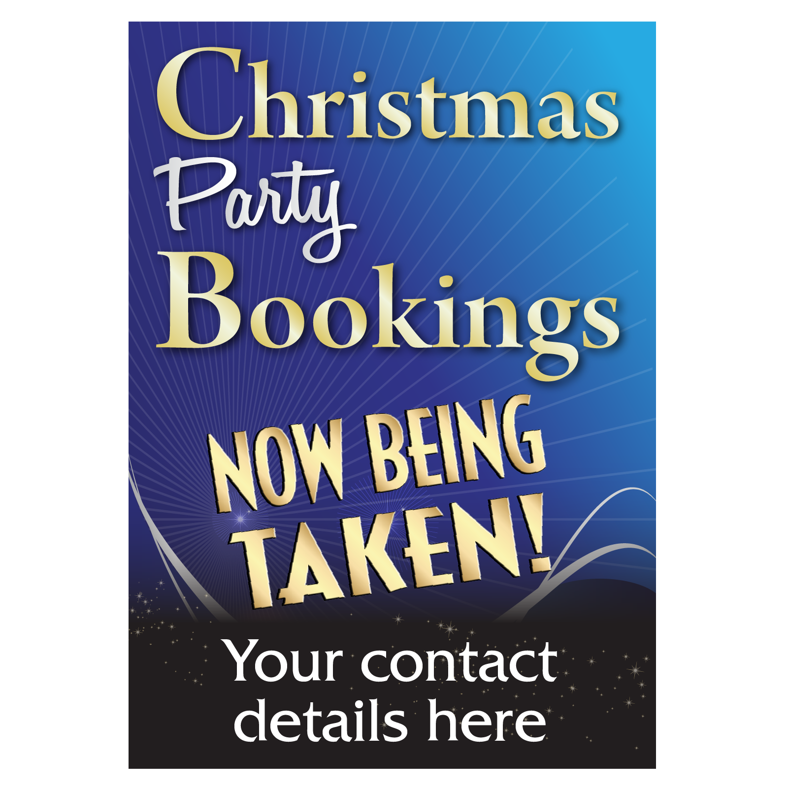 Personalised Christmas Party Bookings Poster Advertise for Christmas