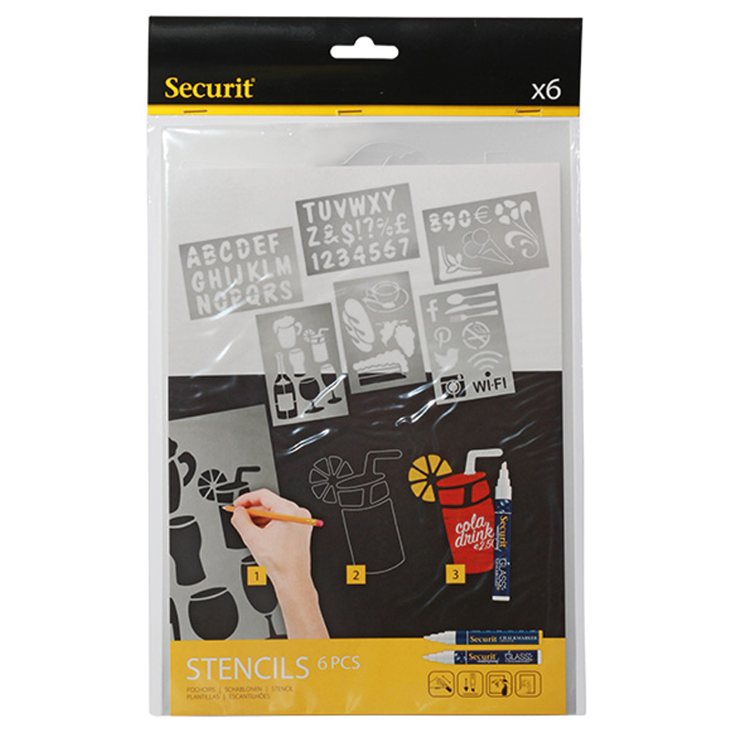 Chalk Stencils Pack of 5 ReUsable Liquid Chalk Marker Stencil Art Set