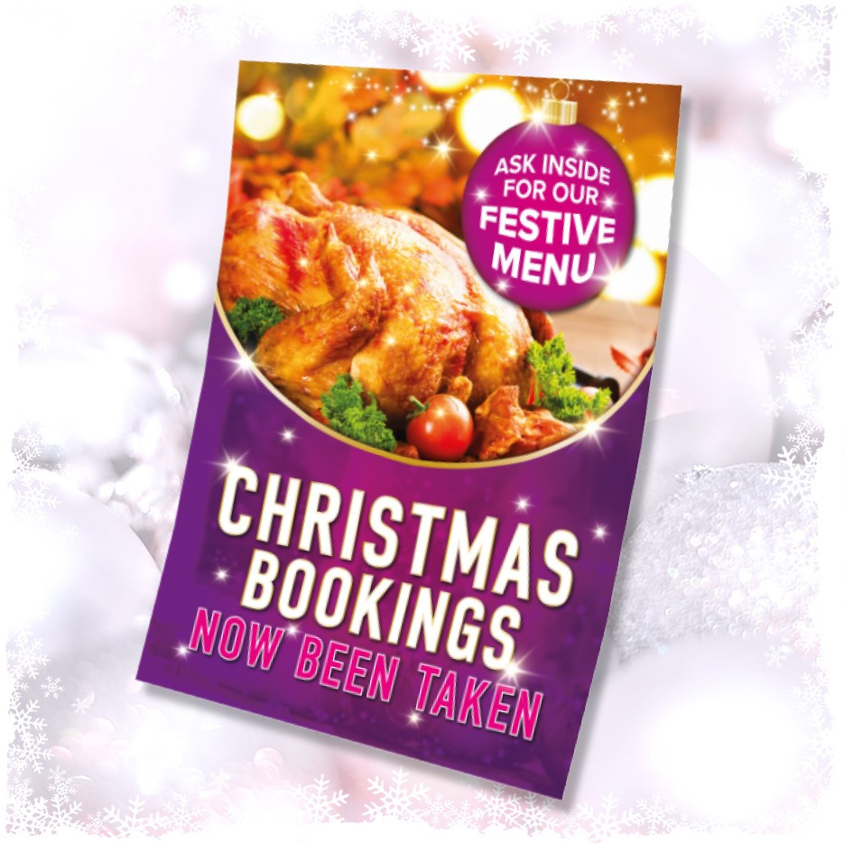Christmas Poster Book Now Sizes available A3, A2, A1 Cater Signs