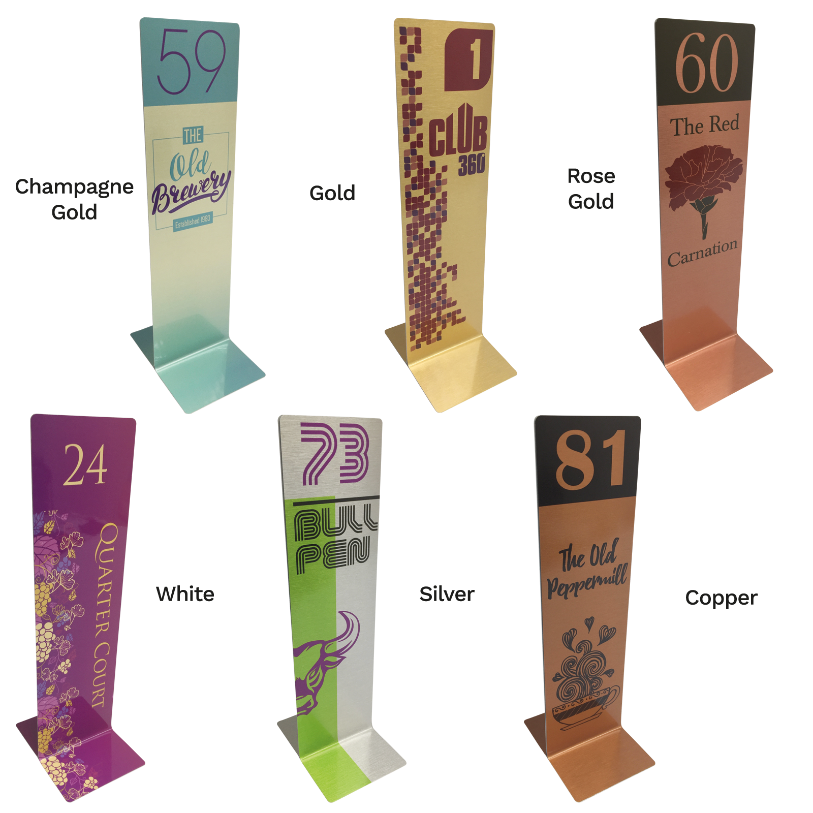 Personalised Table Numbers Personalised Slimline Tall Table Top Numbers