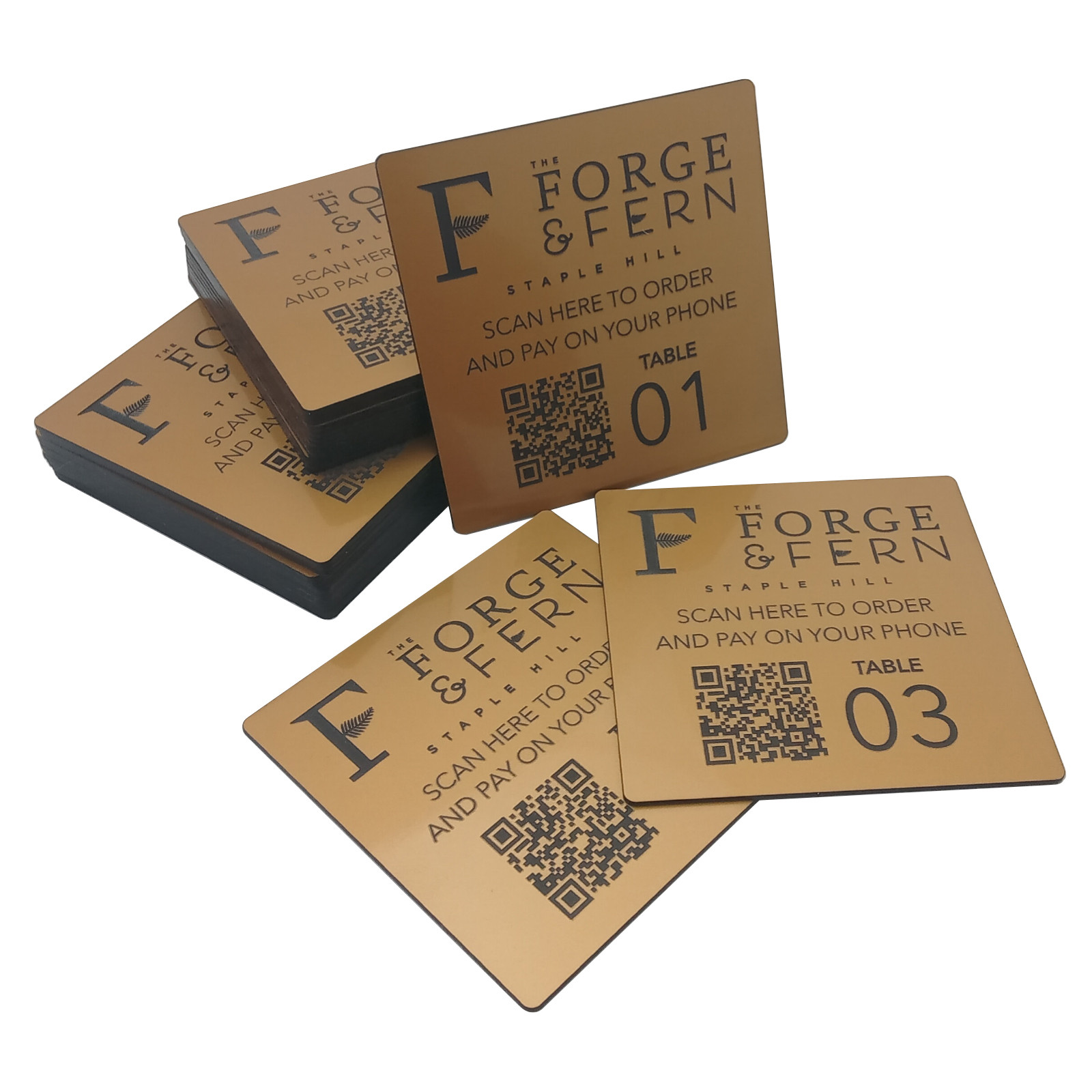 Deluxe Laser Engraved Square QR Code Table Number Plaque - 100 x 100mm