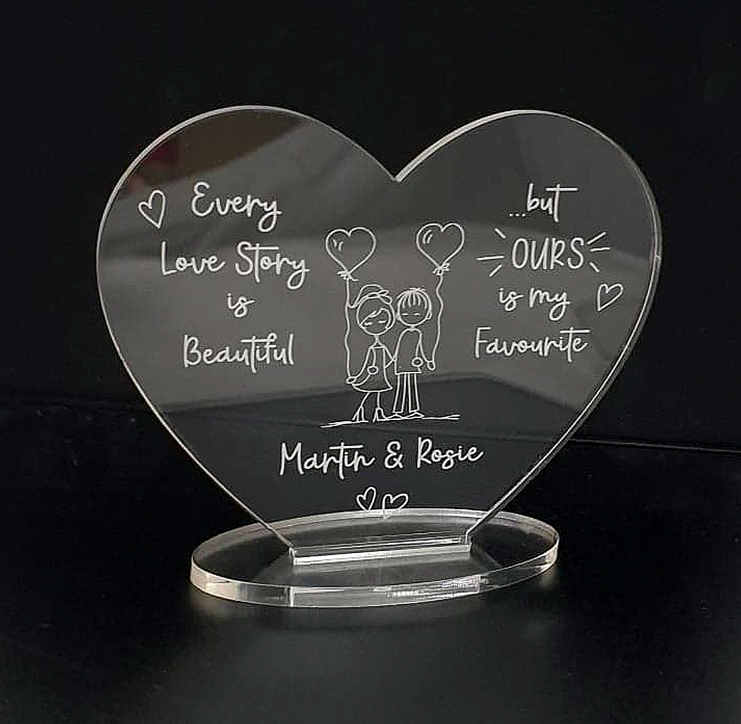 Personalised Acrylic Heart Block, Valentines Gift