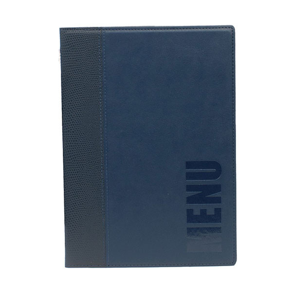 Trendy Blue Leather Style A5 Restaurant Menu Holder / Menu Cover