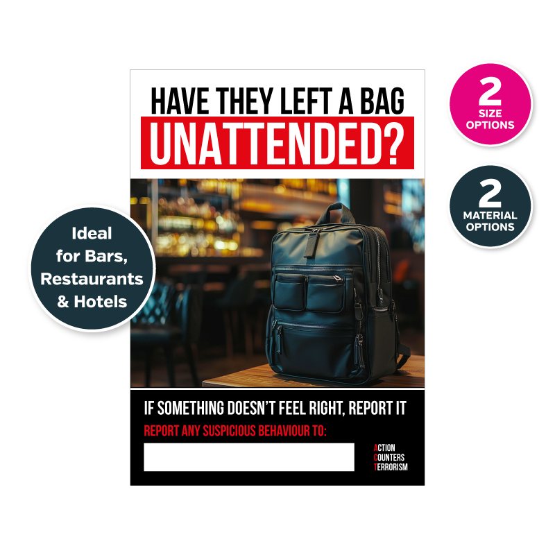 Have They Left A Bag Unattended Poster (Hospitality)