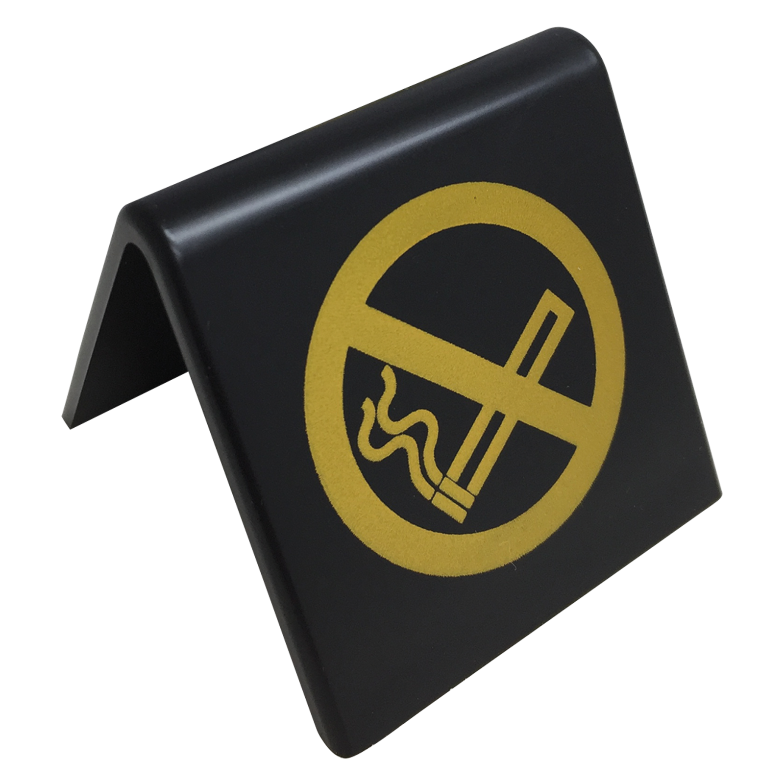 No Smoking Symbol table tent Notice. (Gold / Black)