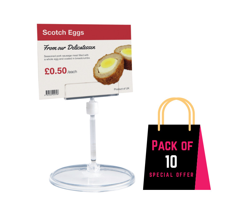 Clear Acrylic Cafe Deli Ticket Card Holder With 90mm Height Stand