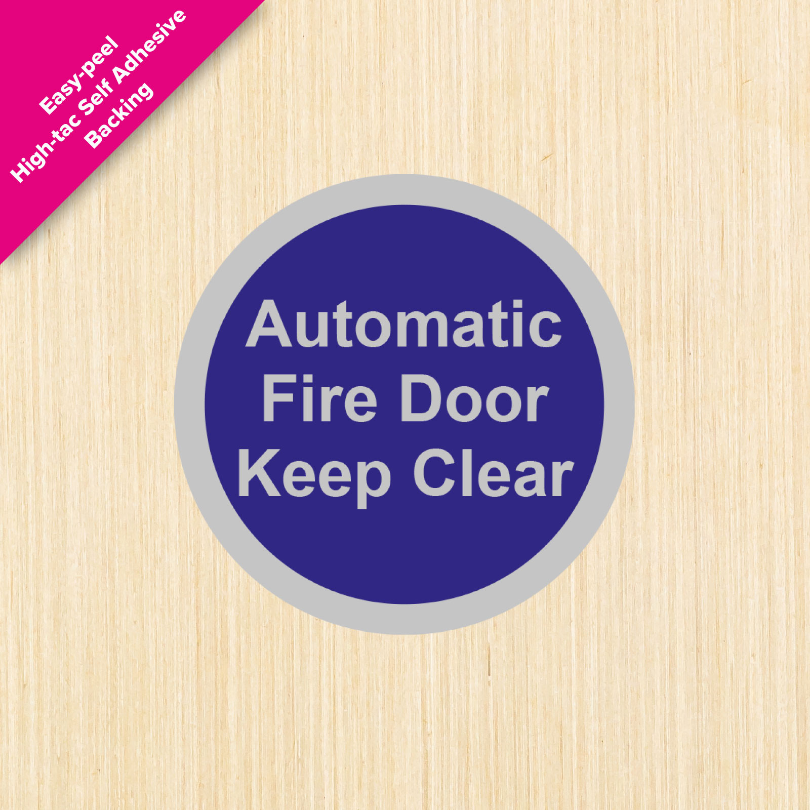 Automatic Fire Door Keep Clear Satin Silver Door Disc