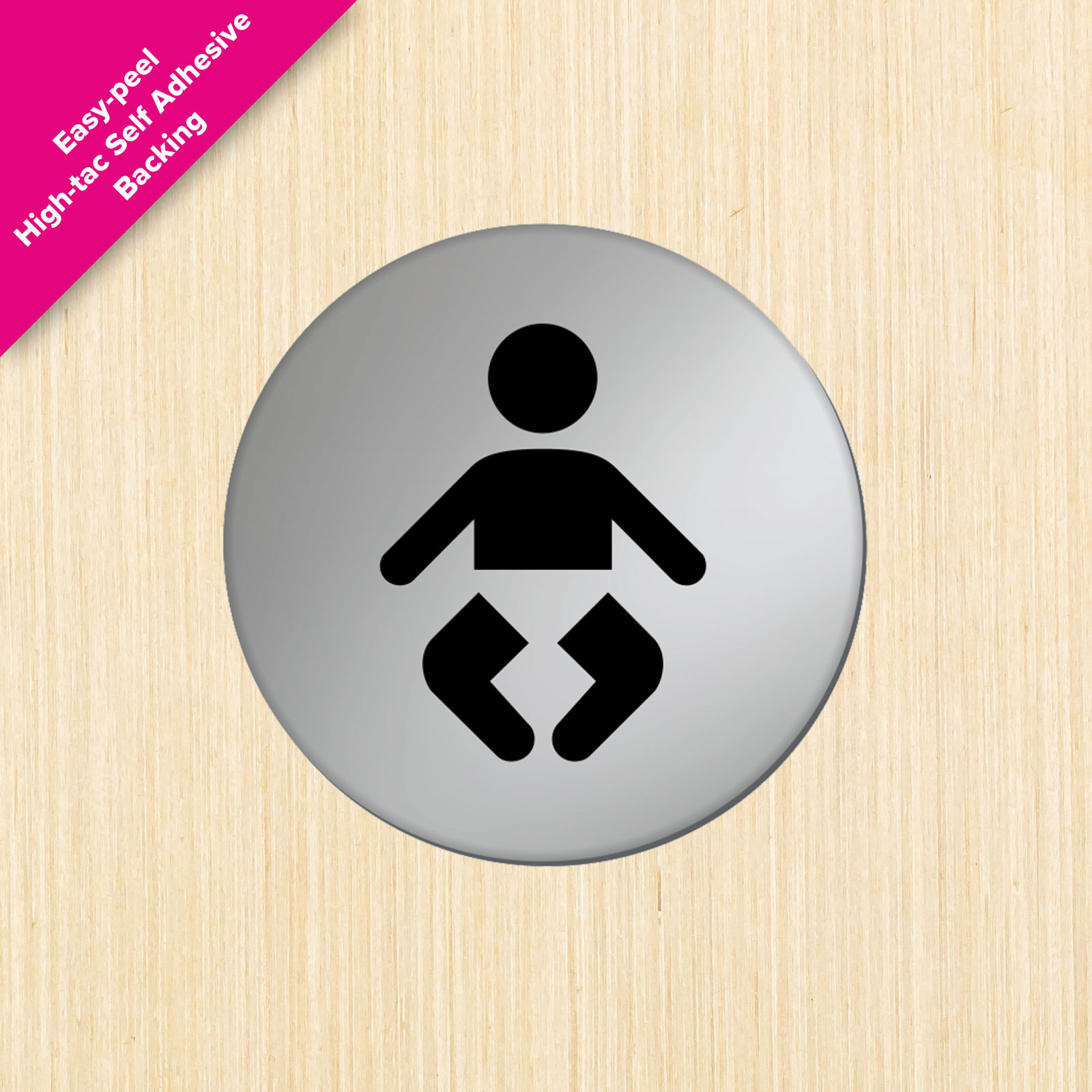 Baby Changing Symbol Satin Silver Toilet Door Disc