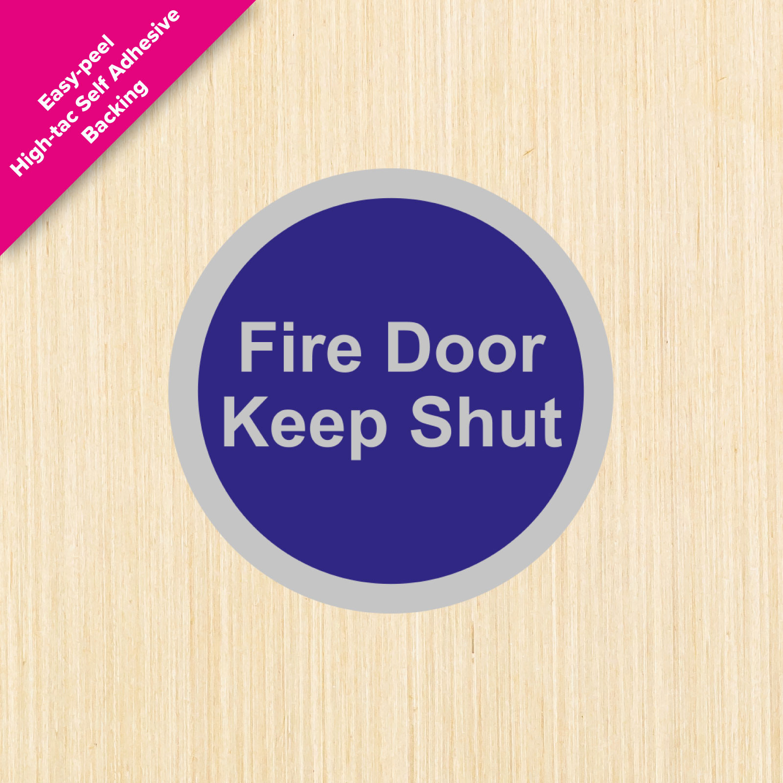 Fire Door Keep Shut Satin Silver Door Disc