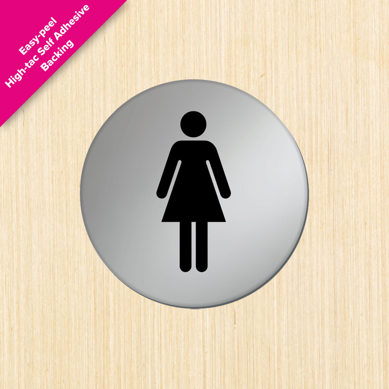 Ladies Symbol Satin Silver Toilet Door Disc