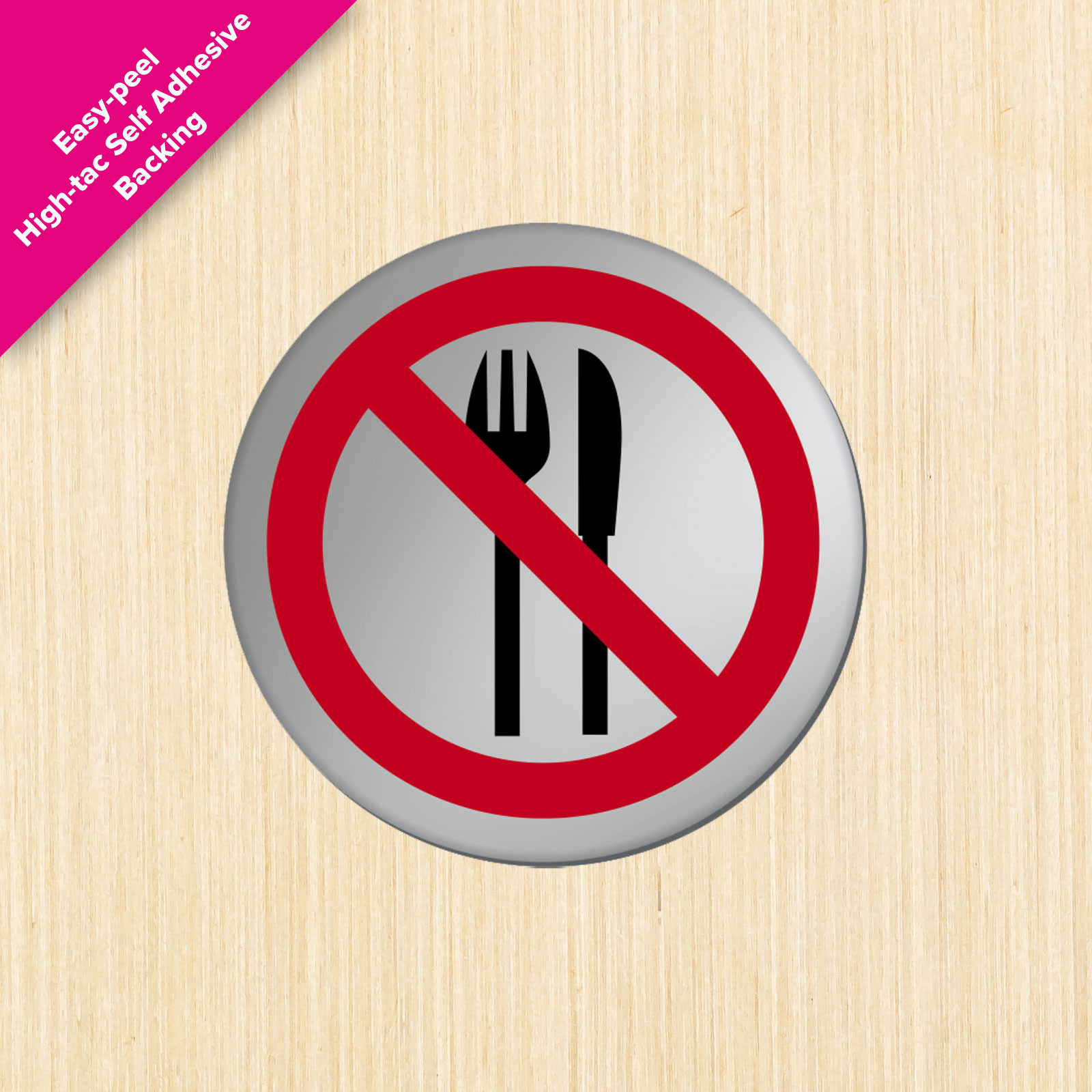 No Food Symbol Satin Silver Door Disc