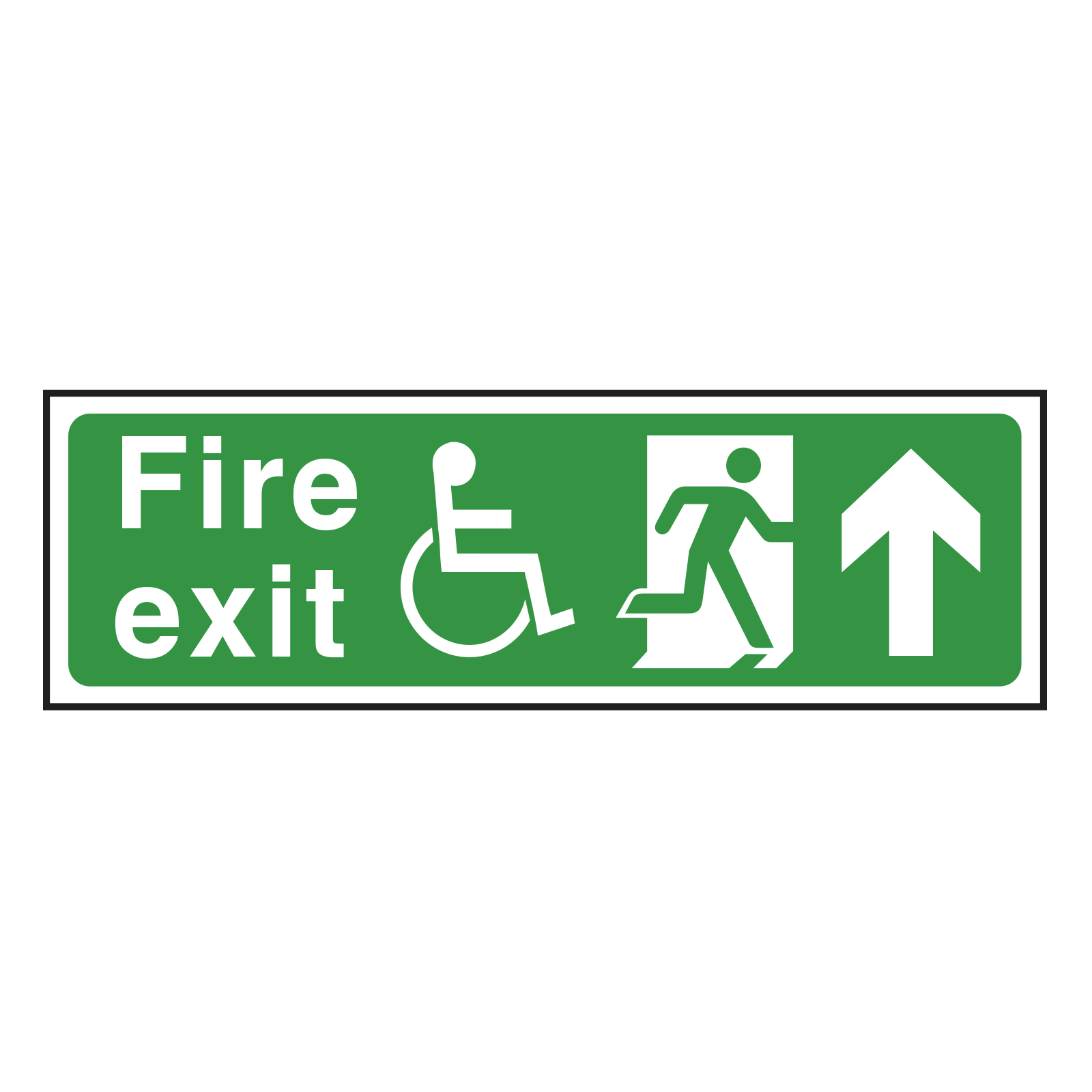 Wheelchair Fire Exit Sign Arrow Up