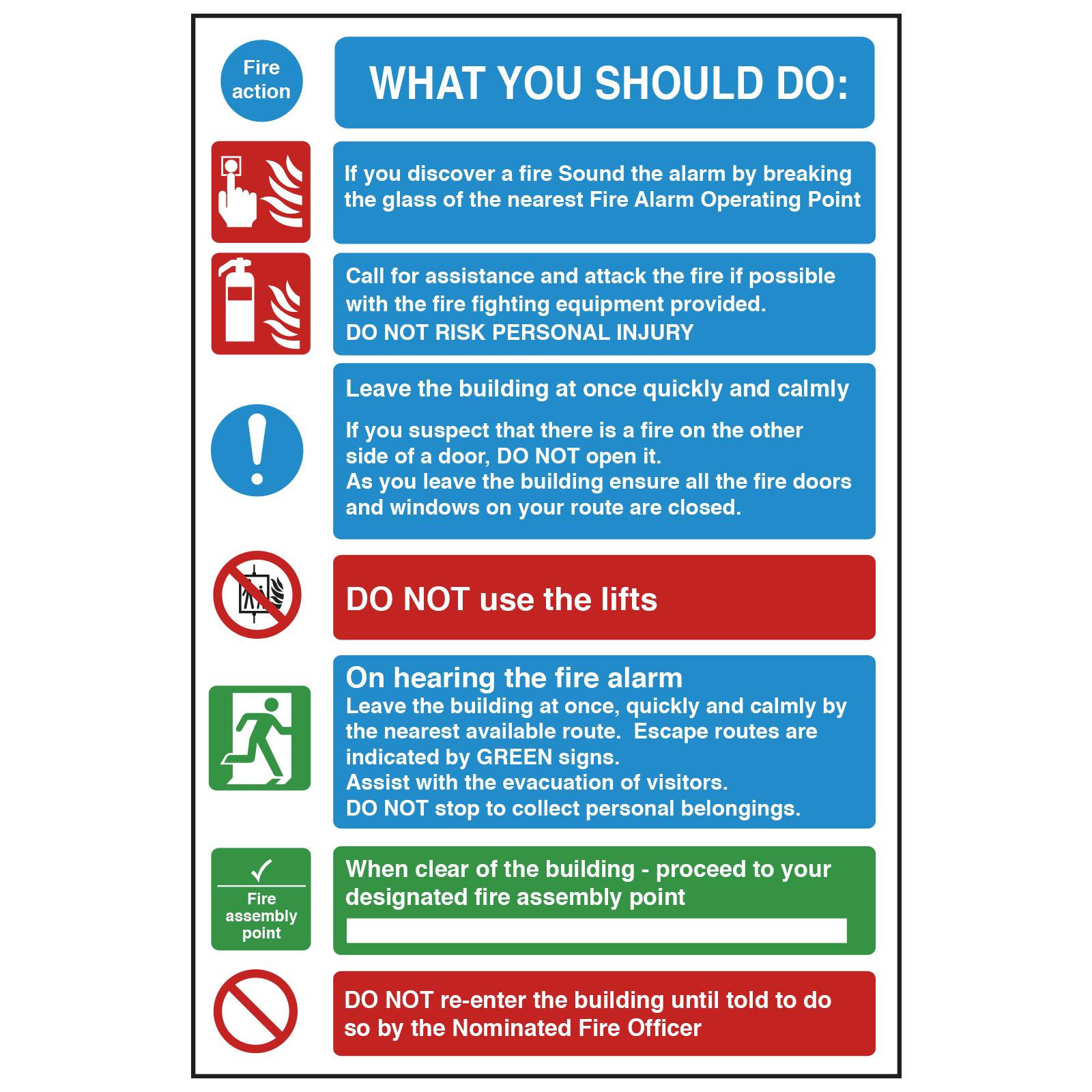 What You Should Do - Fire Action Safety Sign