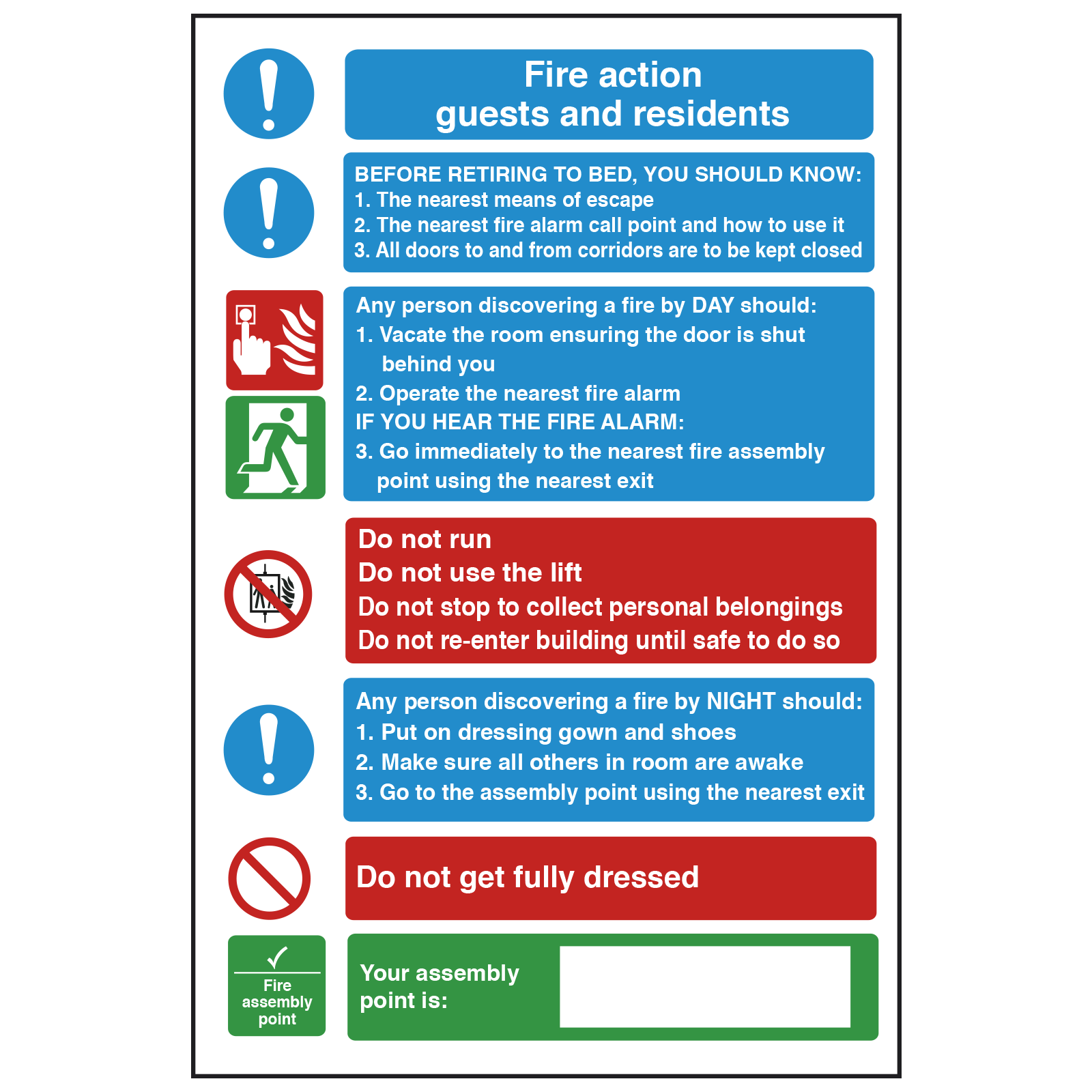 Guests and Residents - Fire Action Safety Sign