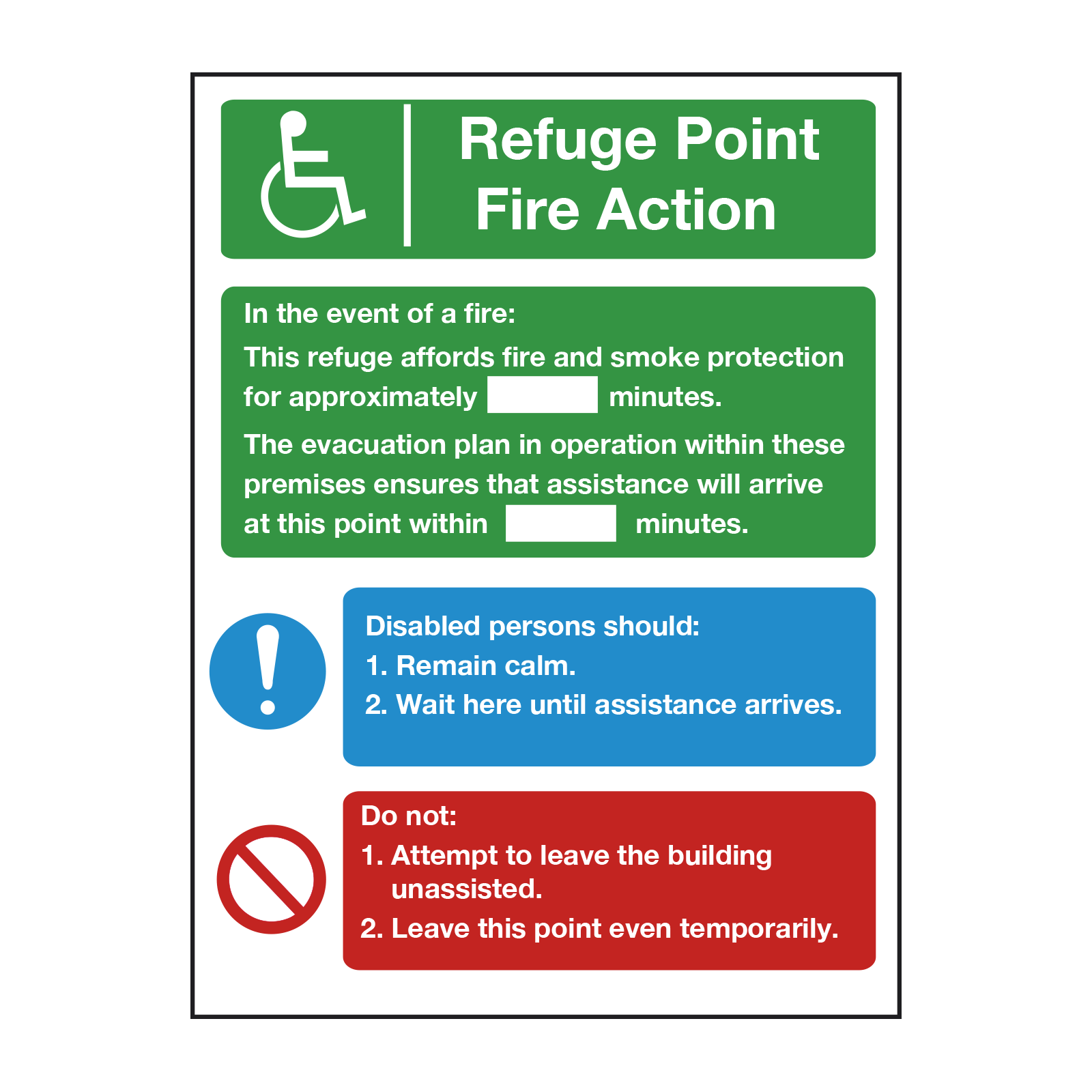 Refuge Point Fire Action Safety Sign