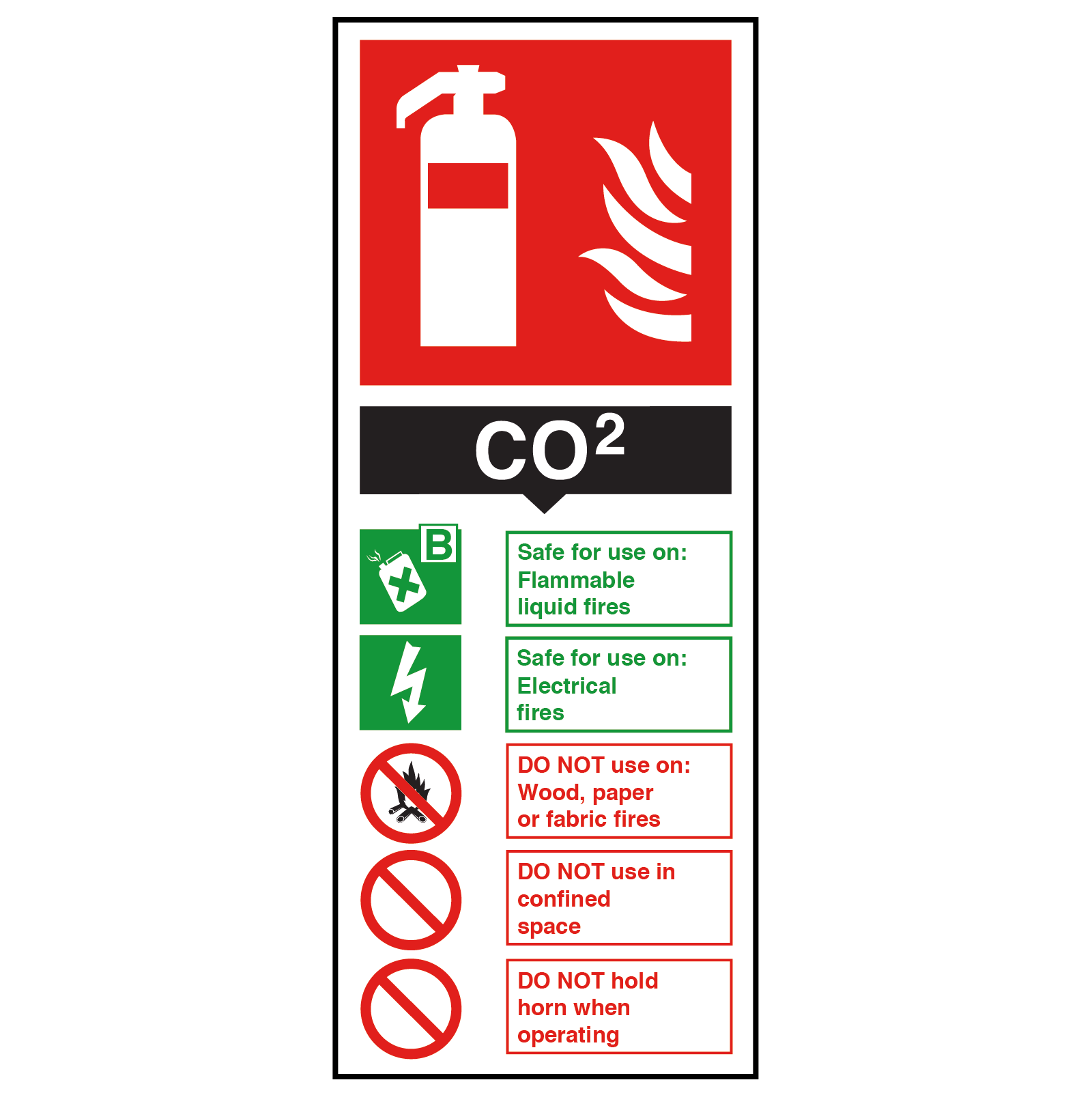 CO2 Fire Extinguisher Safety Sign