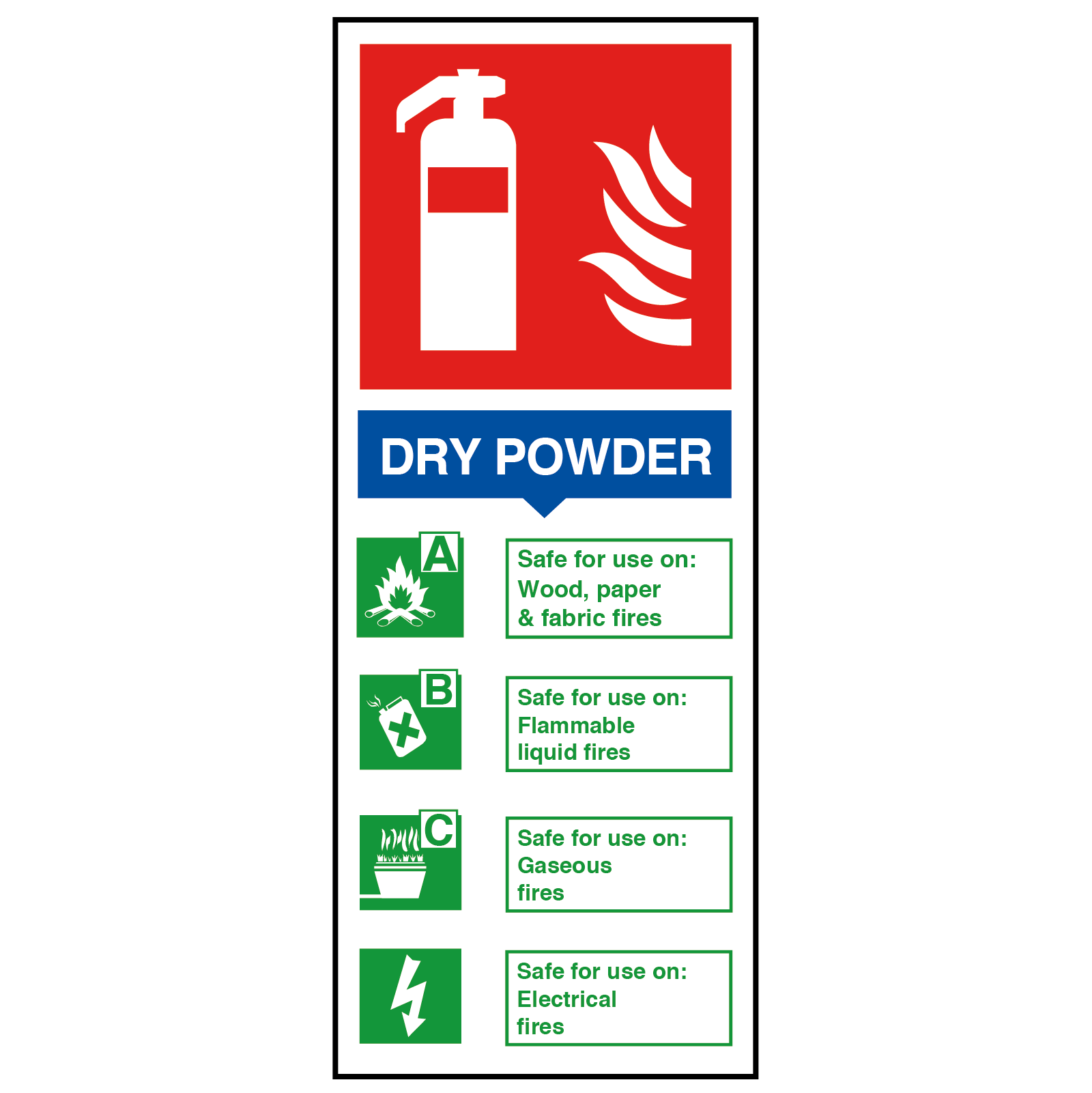 Dry Powder Fire Extinguisher Safety Sign