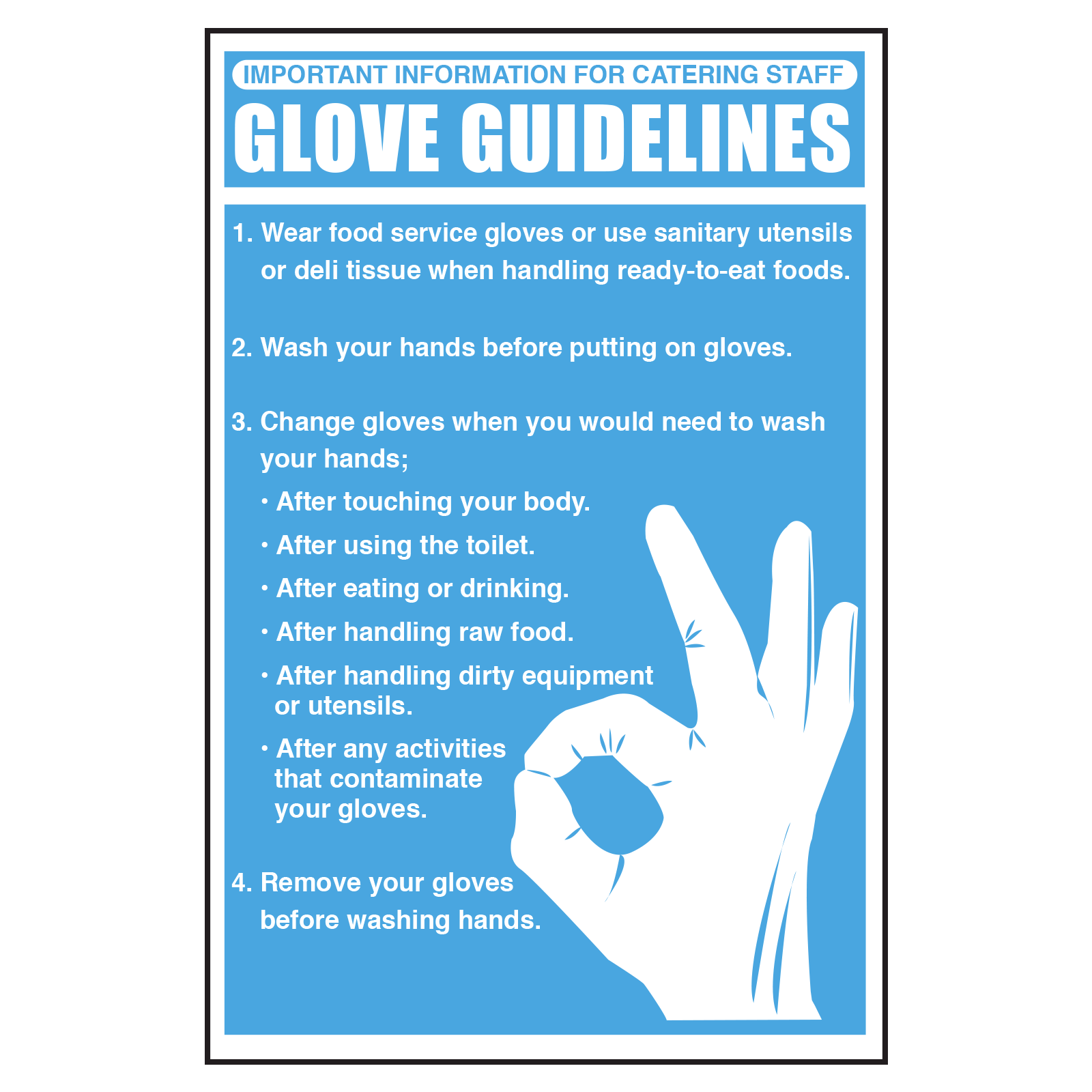 Catering Glove Guidelines Notice Catering Sign