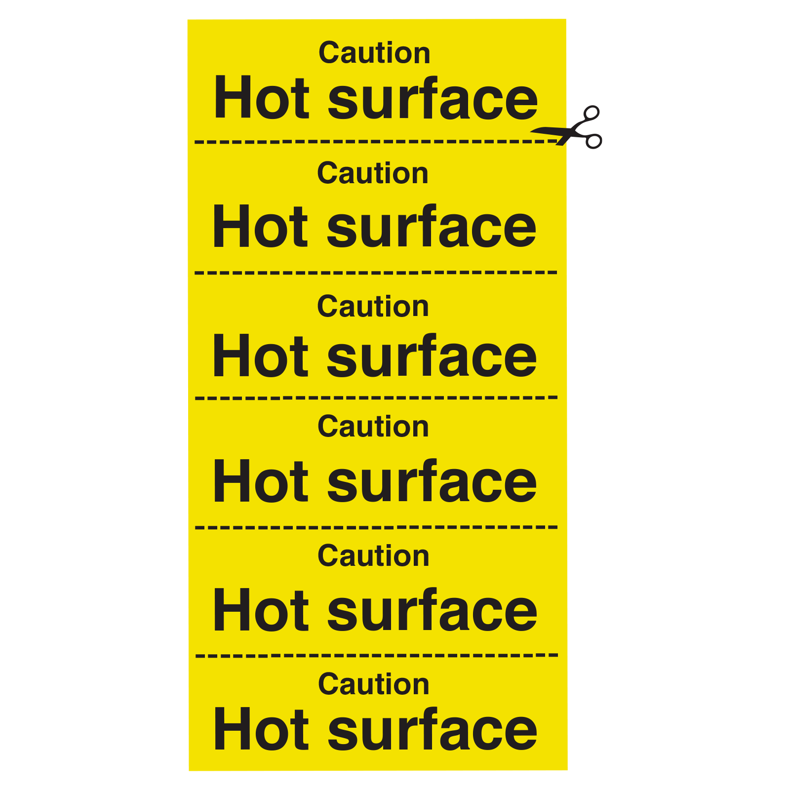 Caution Hot Surface Strips of 6 Signs