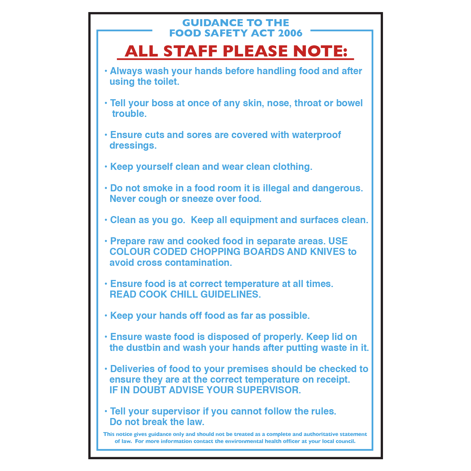 Food Safety Guidance Notice