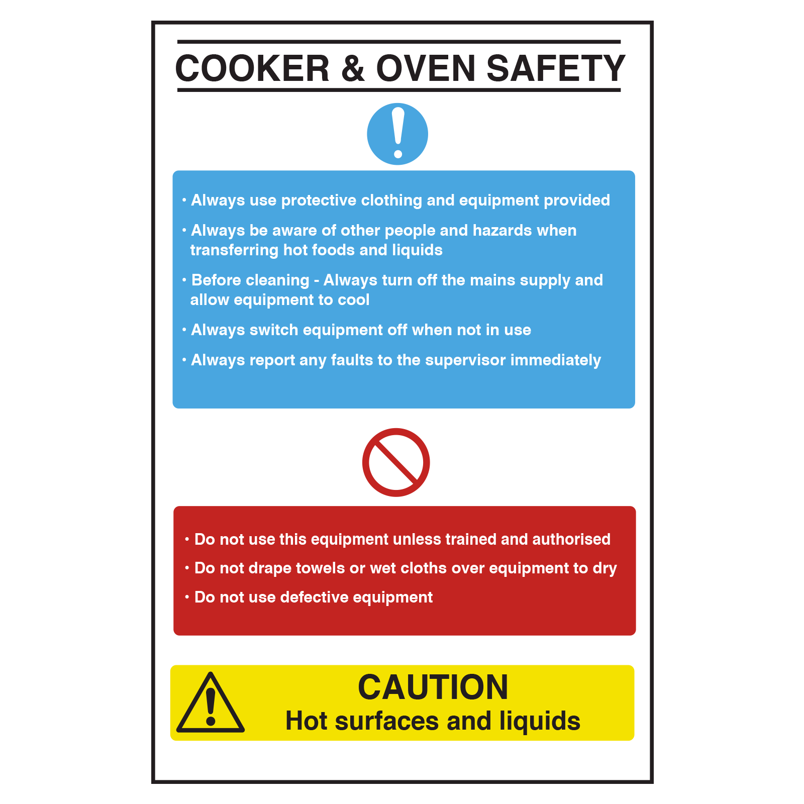 Cooker and Oven Safety Sign