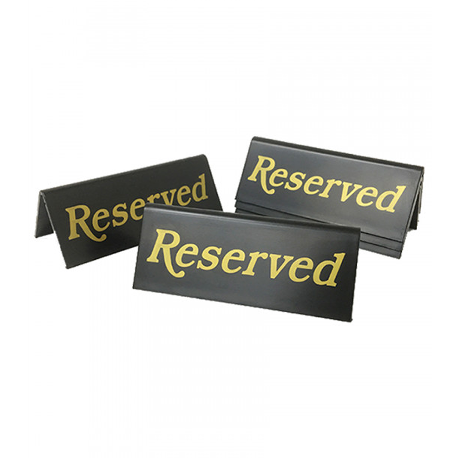 Reserved table tent notices. Pack of 5 (Gold / Black)