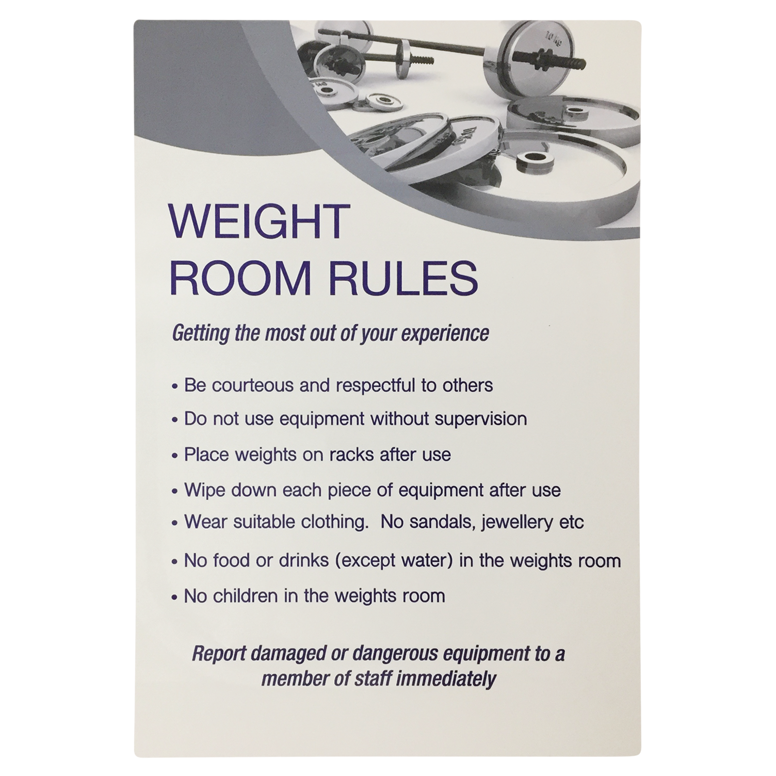 Weight Room Rules Notice