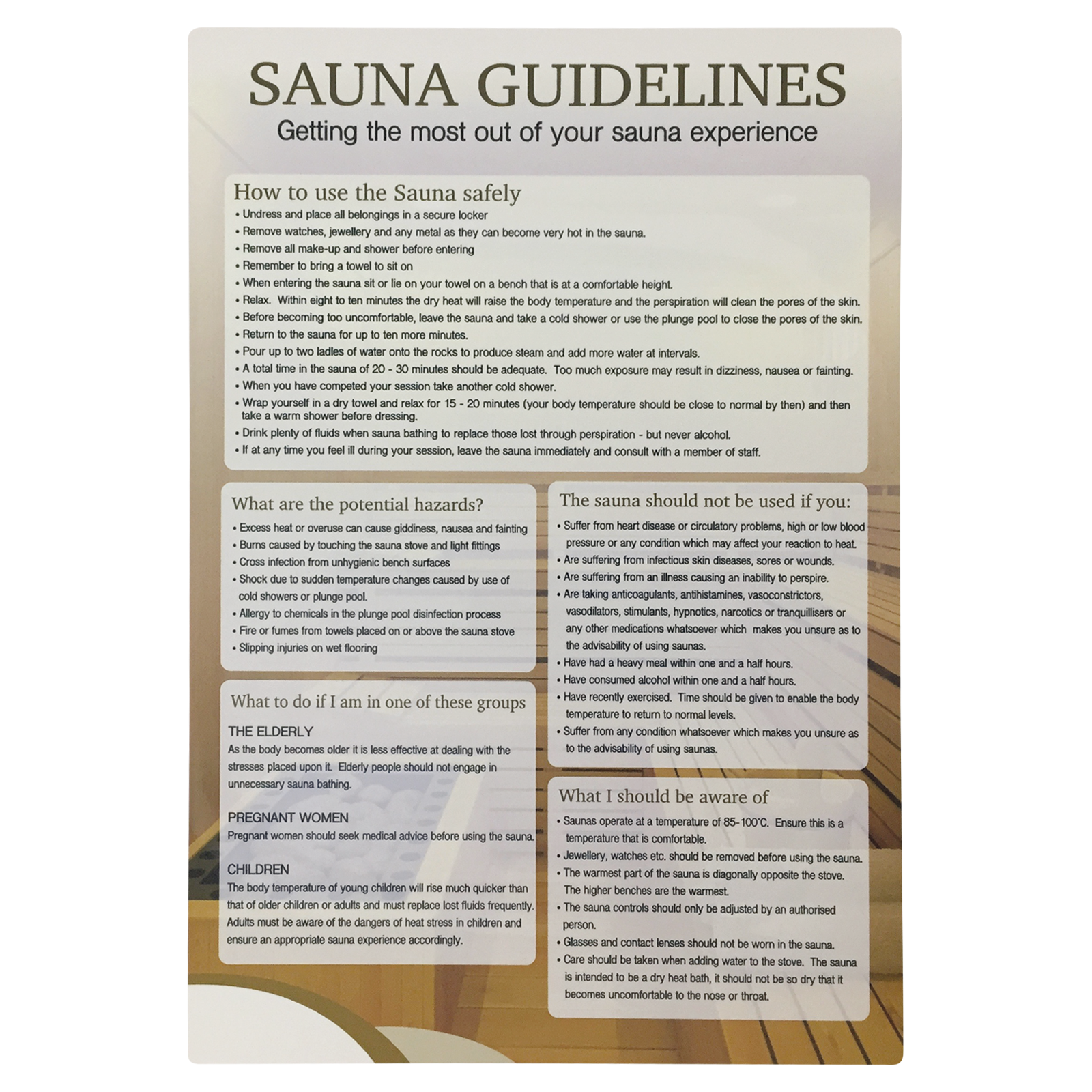 Sauna Guidelines Notice