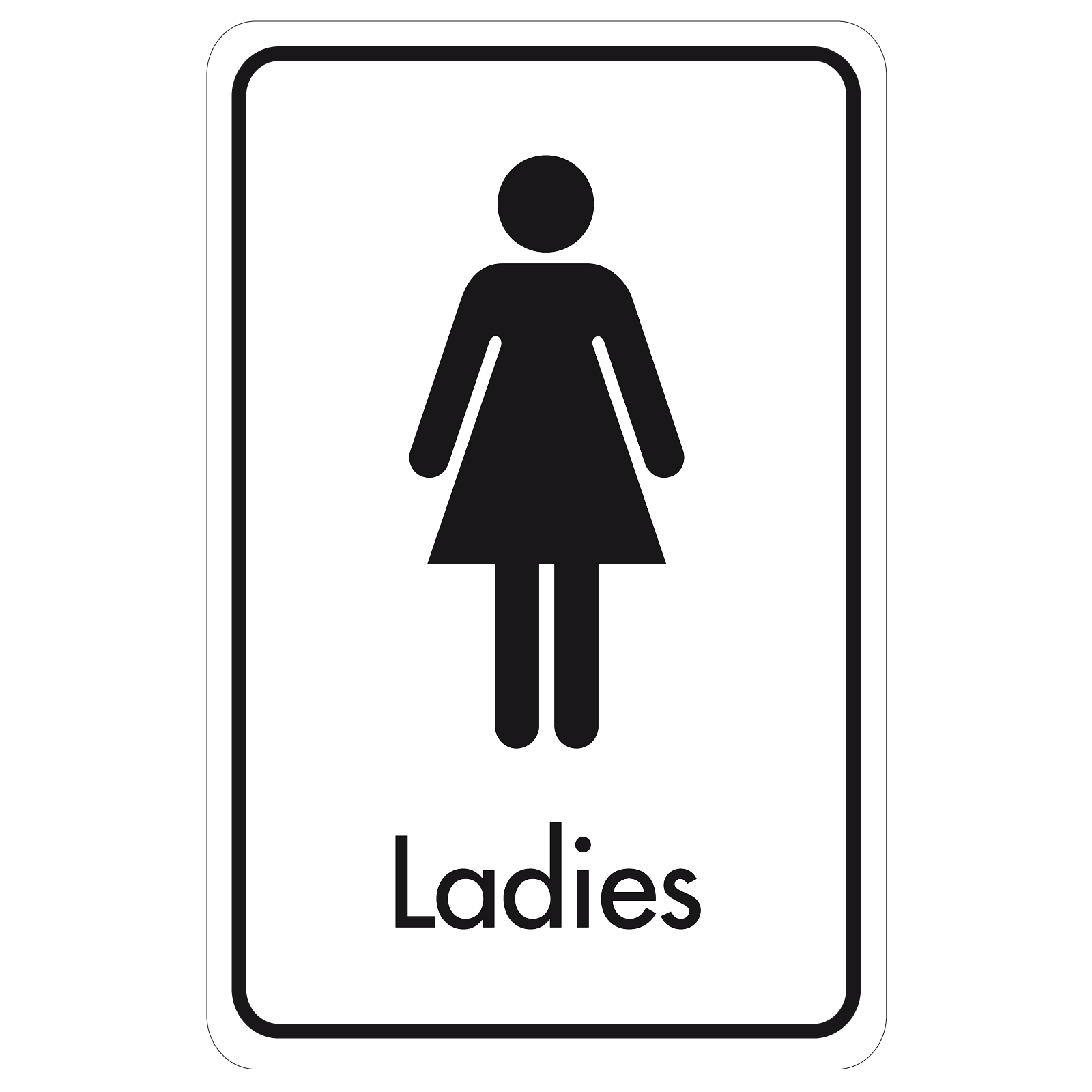 Large Ladies Door Sign - Black on White 