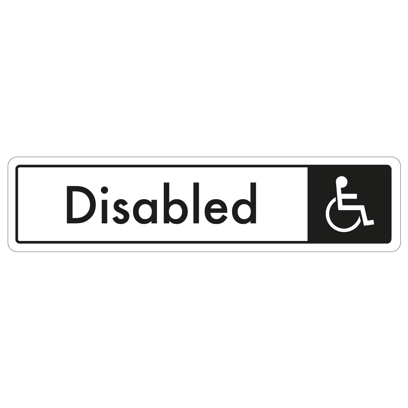 Disabled Door Sign - Black on White 