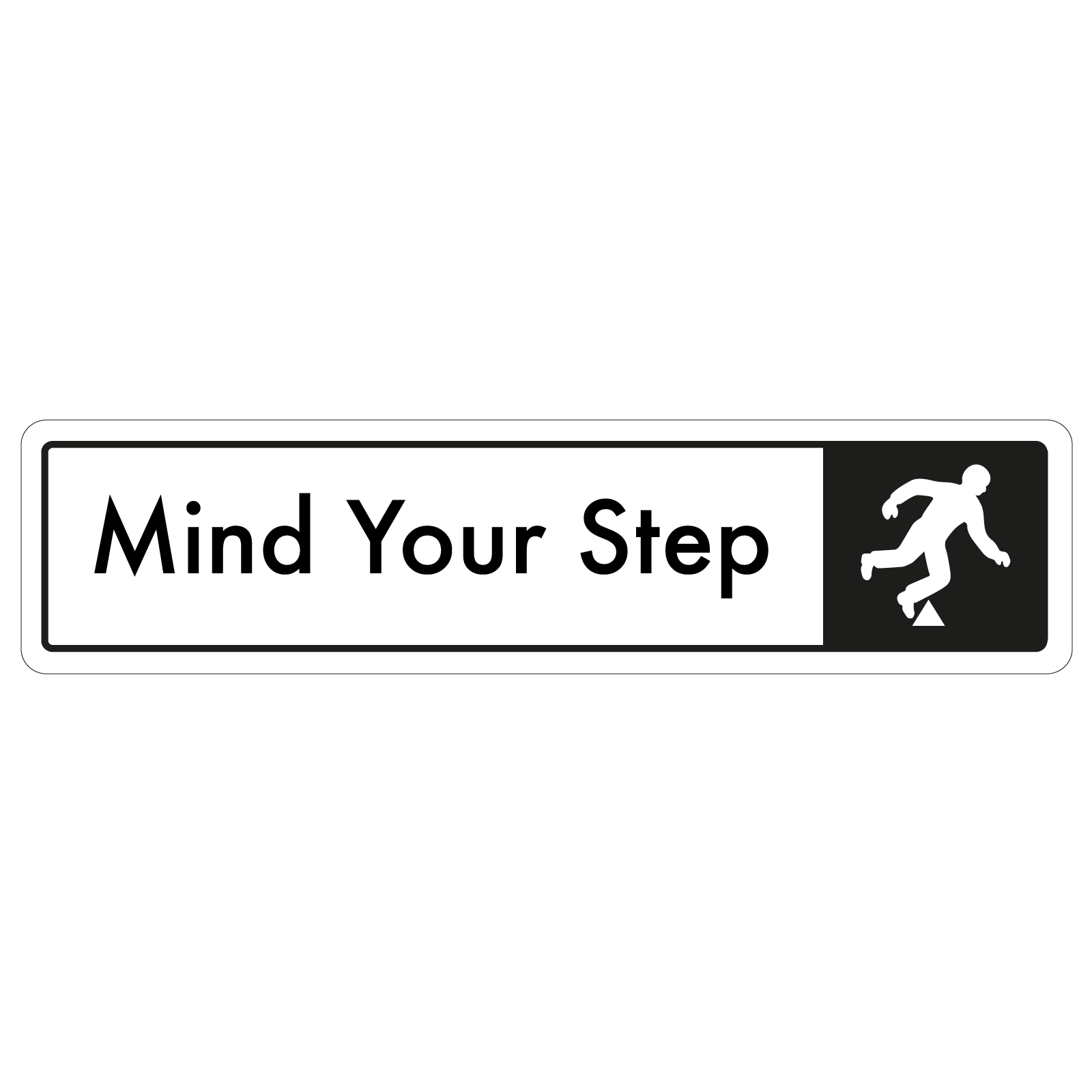 Mind The Step Door Sign - Black on White 
