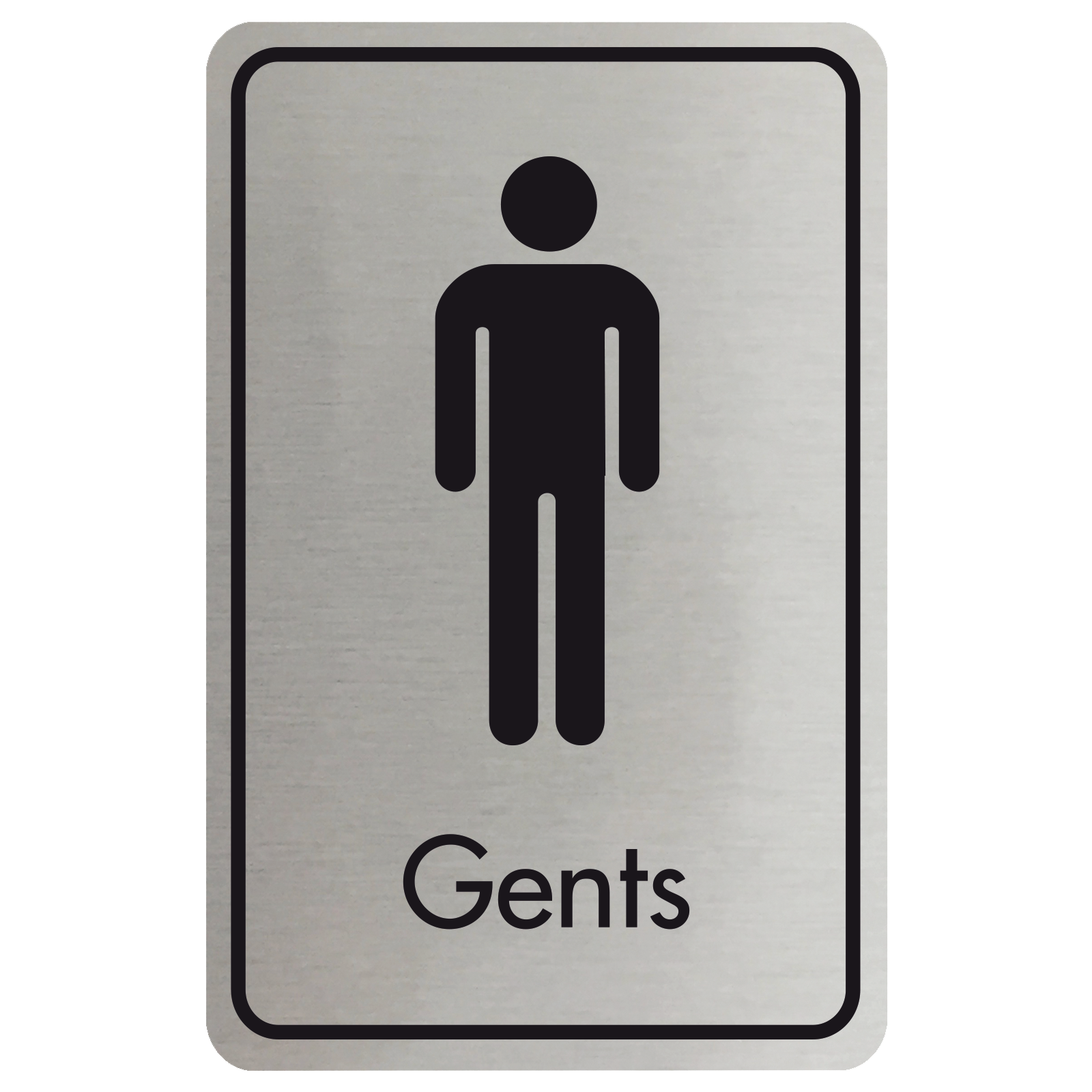 Large Gents Door Sign - Black on Silver