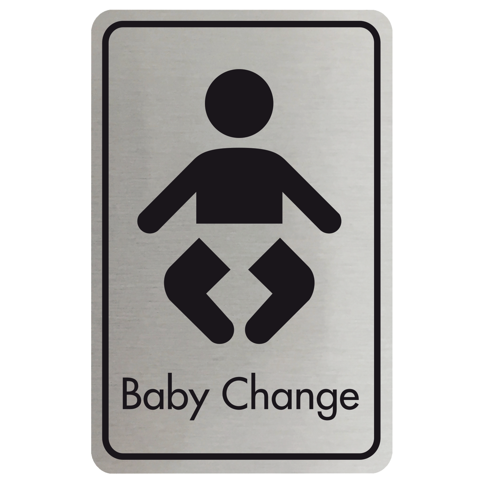 Large Baby Changing Door Sign - Black on Silver