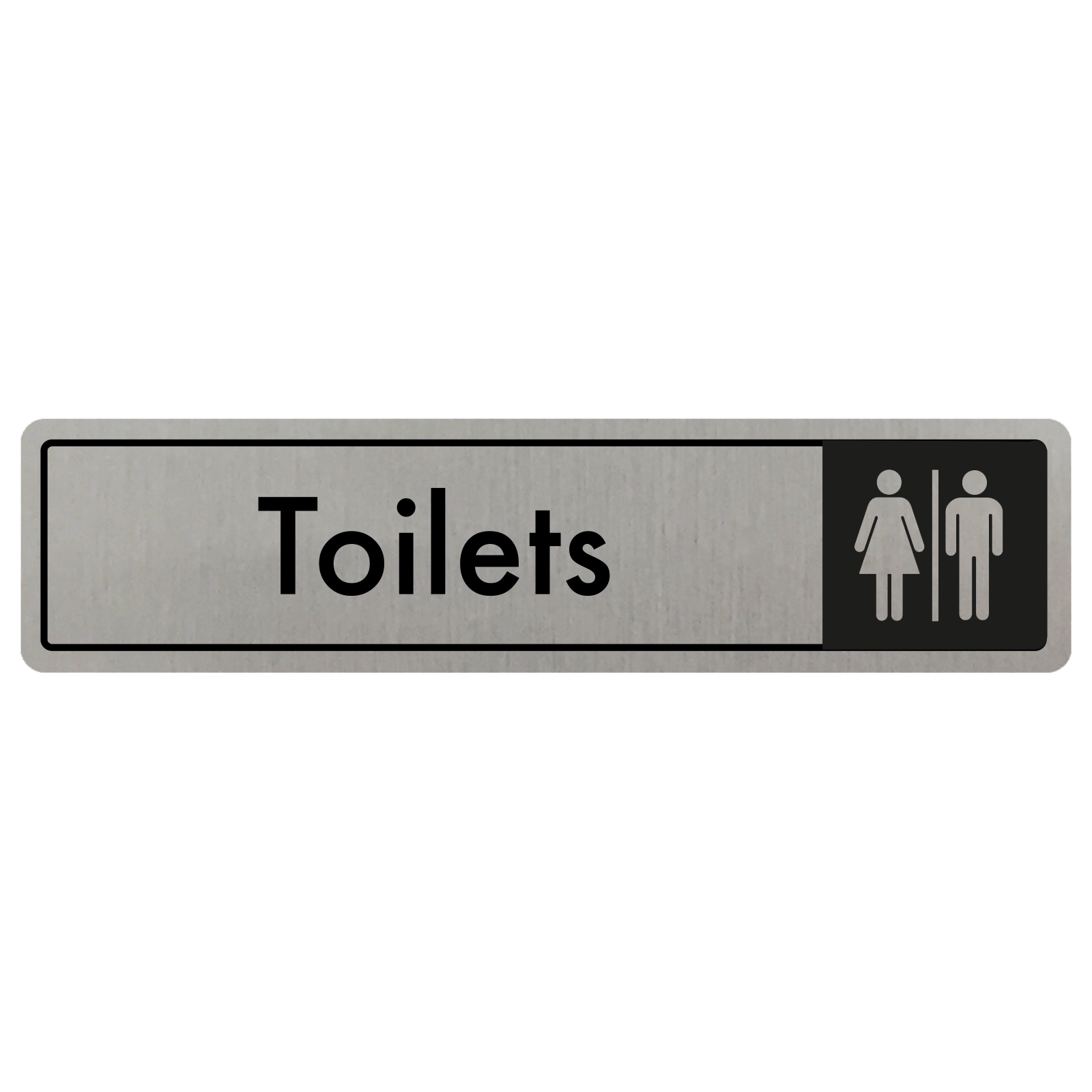 Toilets Door Sign - Black on Silver