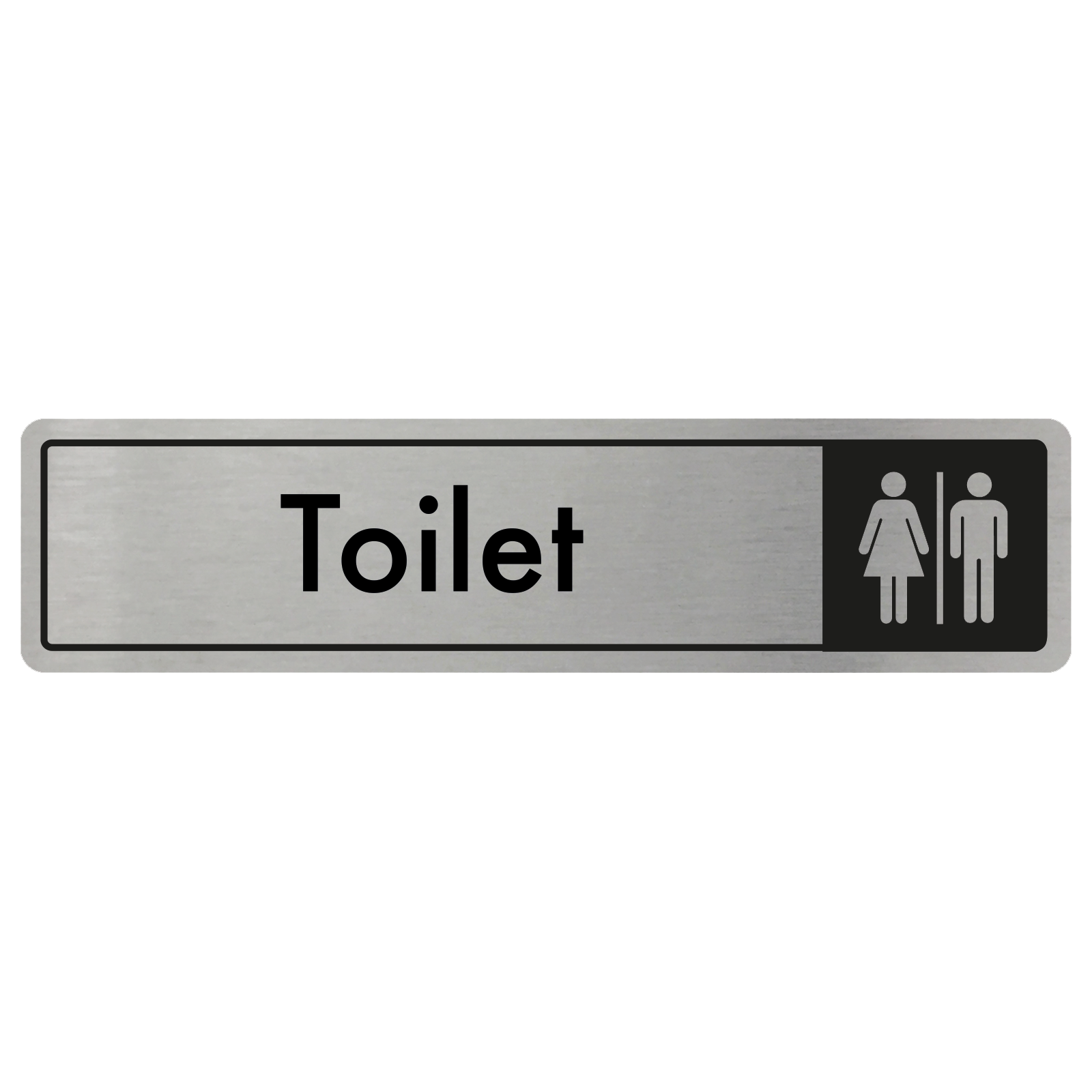 Toilet Door Sign - Black on Silver