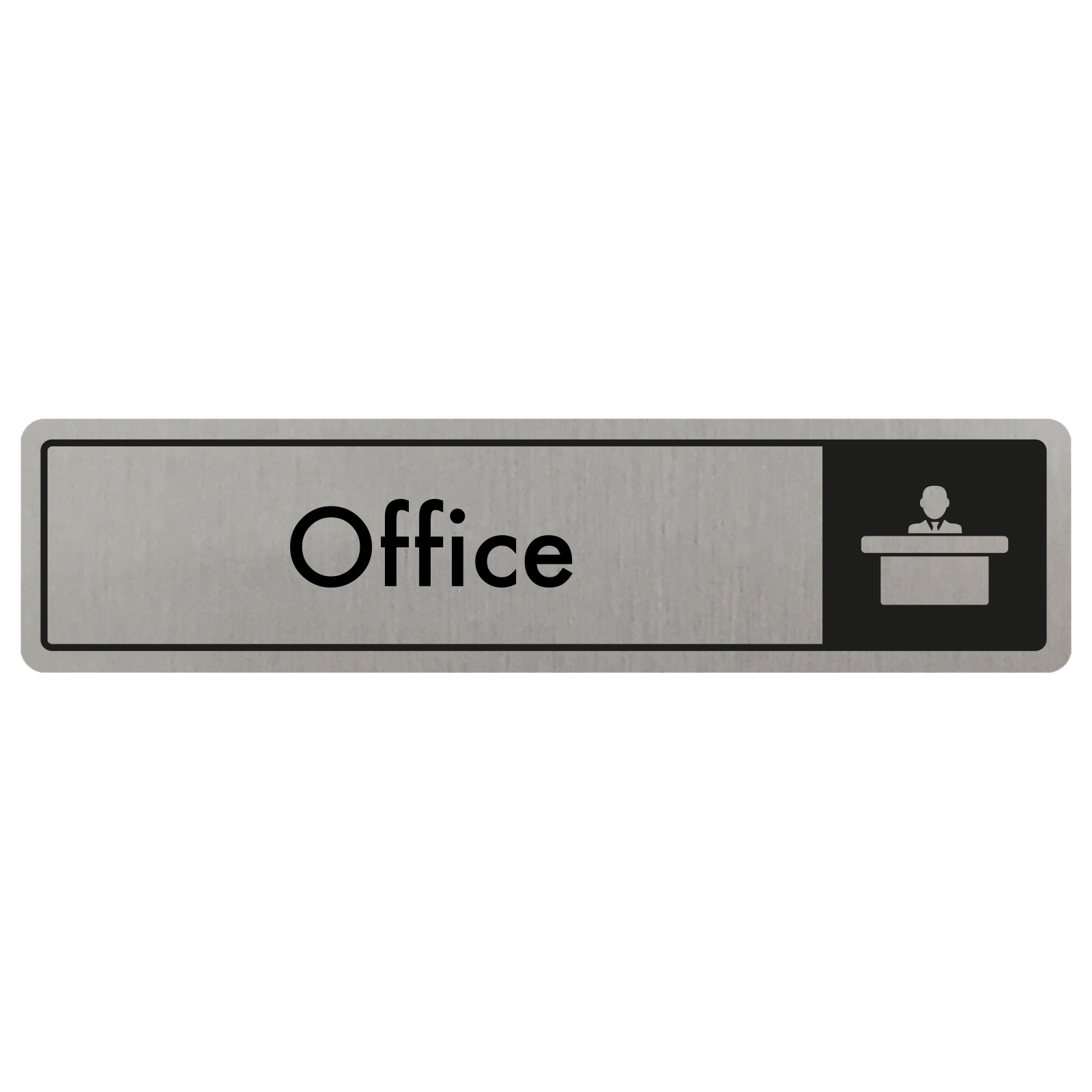 Office Door Sign - Black on Silver