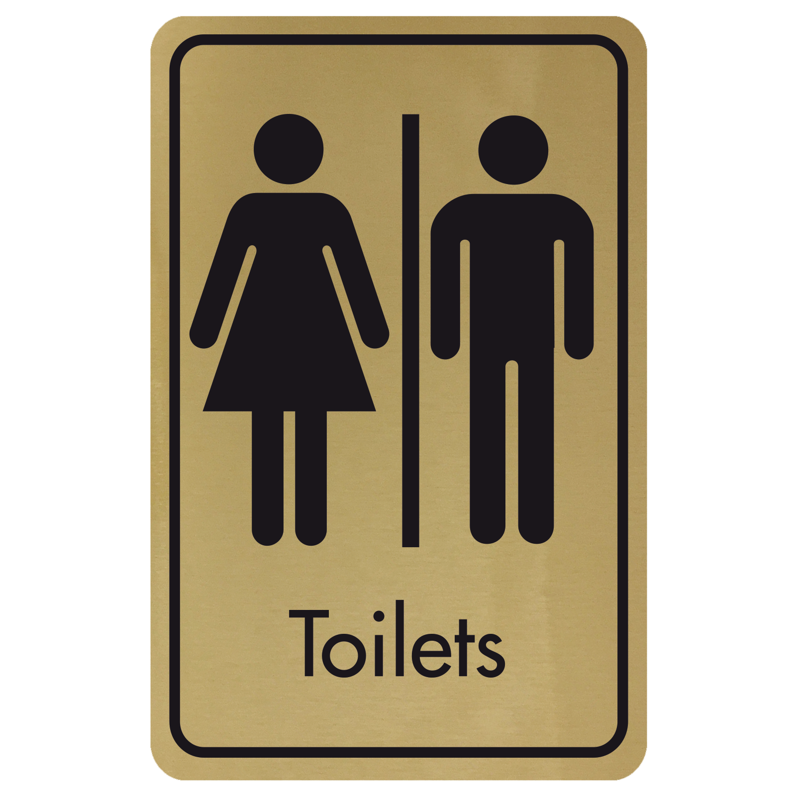 Large Toilets Door Sign - Black on Gold