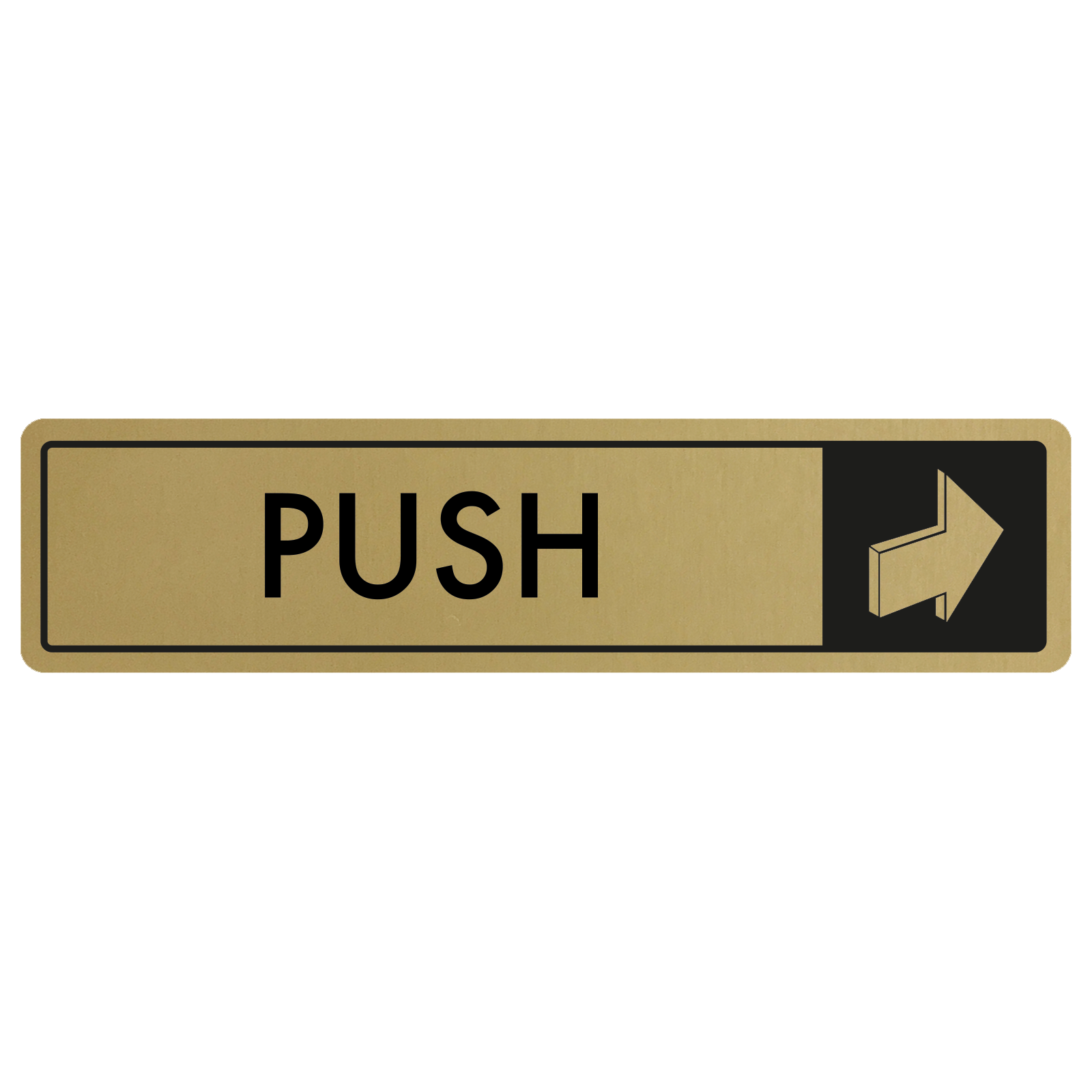 Horizontal Push Door Sign - Black on Gold