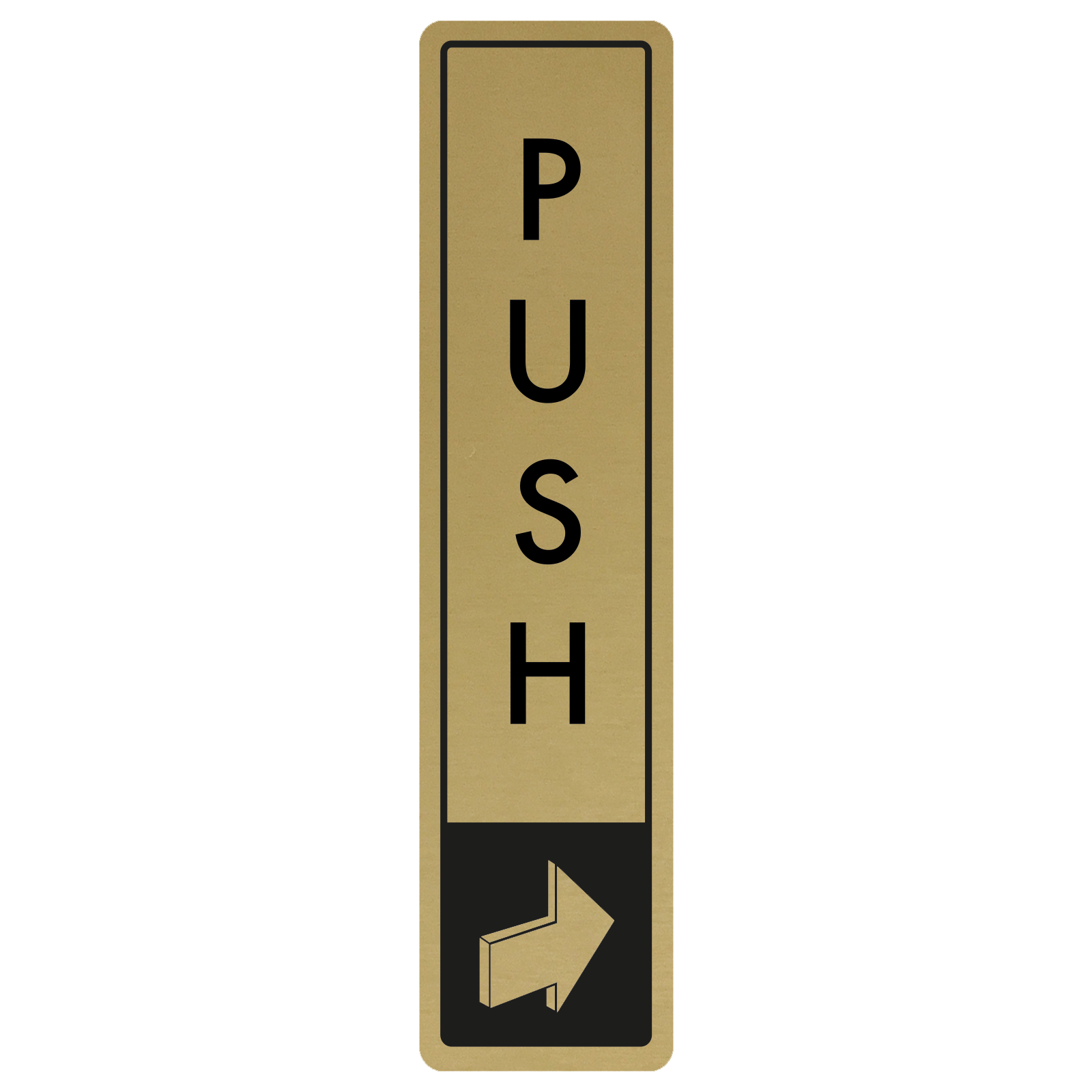 Vertical Push Door Sign - Black on Gold