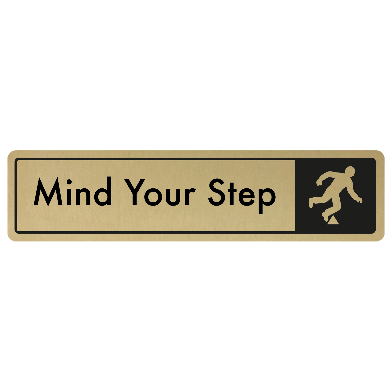 Mind The Step Door Sign - Black on Gold