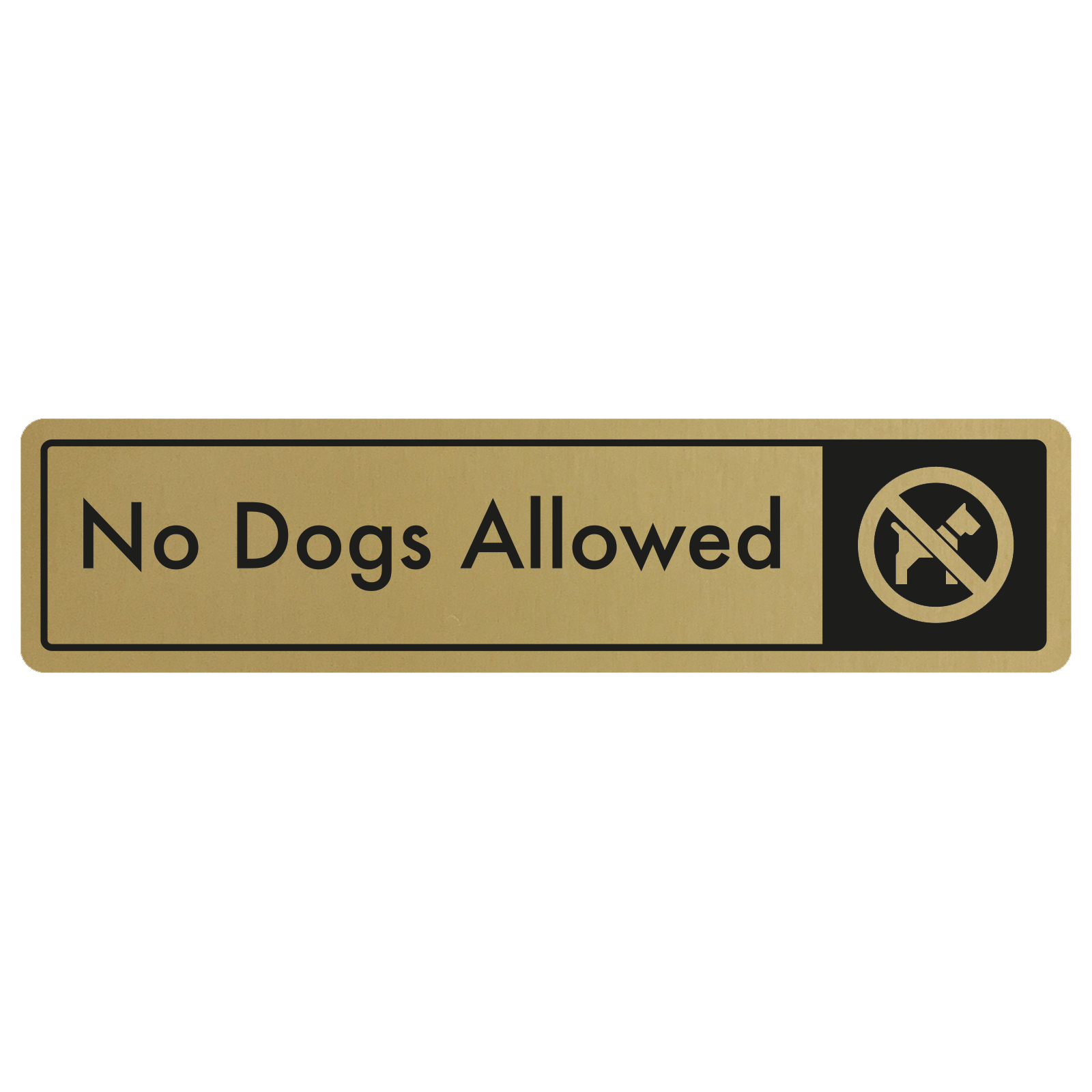 No Dogs Allowed Door Sign - Black on Gold