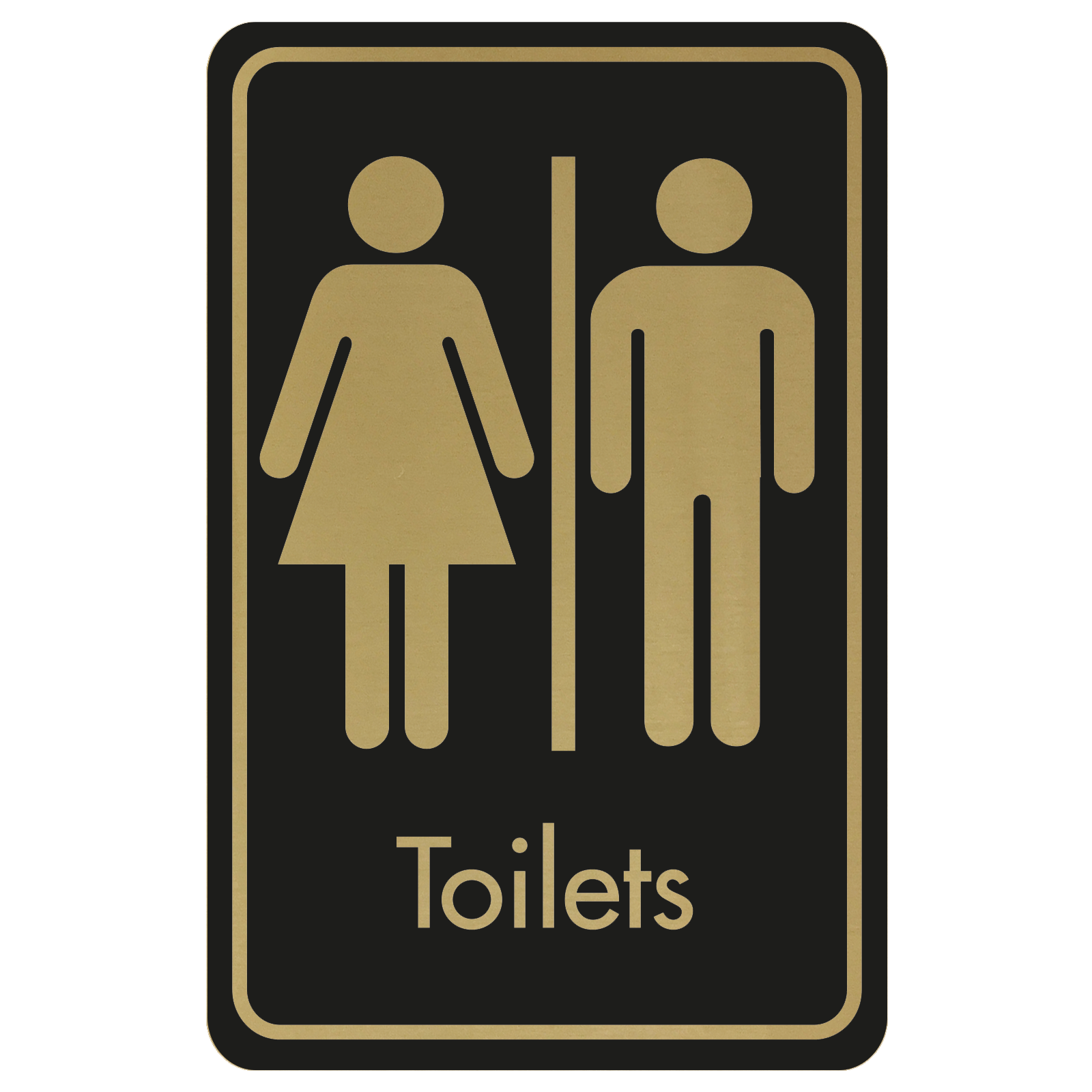 Large Toilets Door Sign - Gold on Black