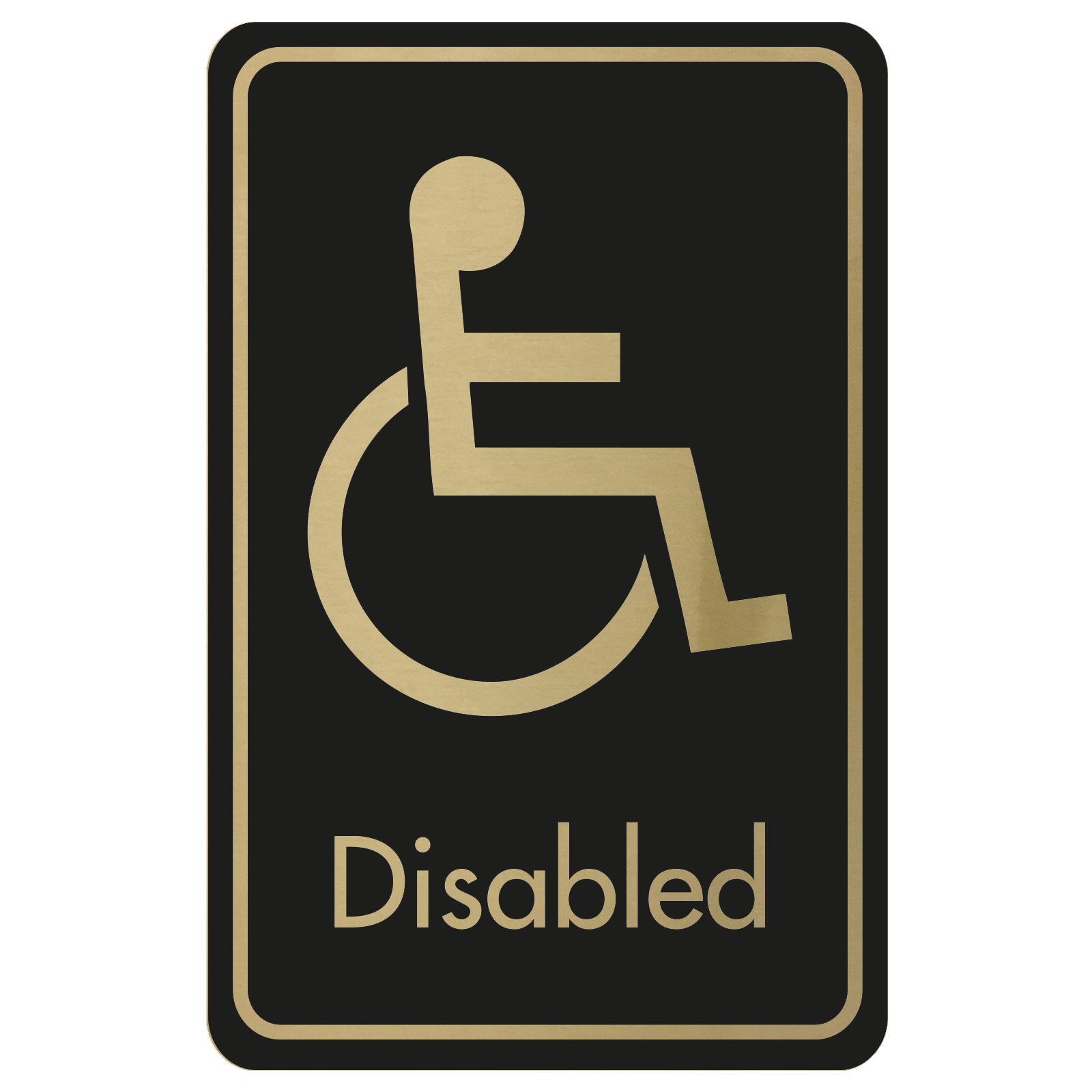Large Disabled Door Sign - Gold on Black