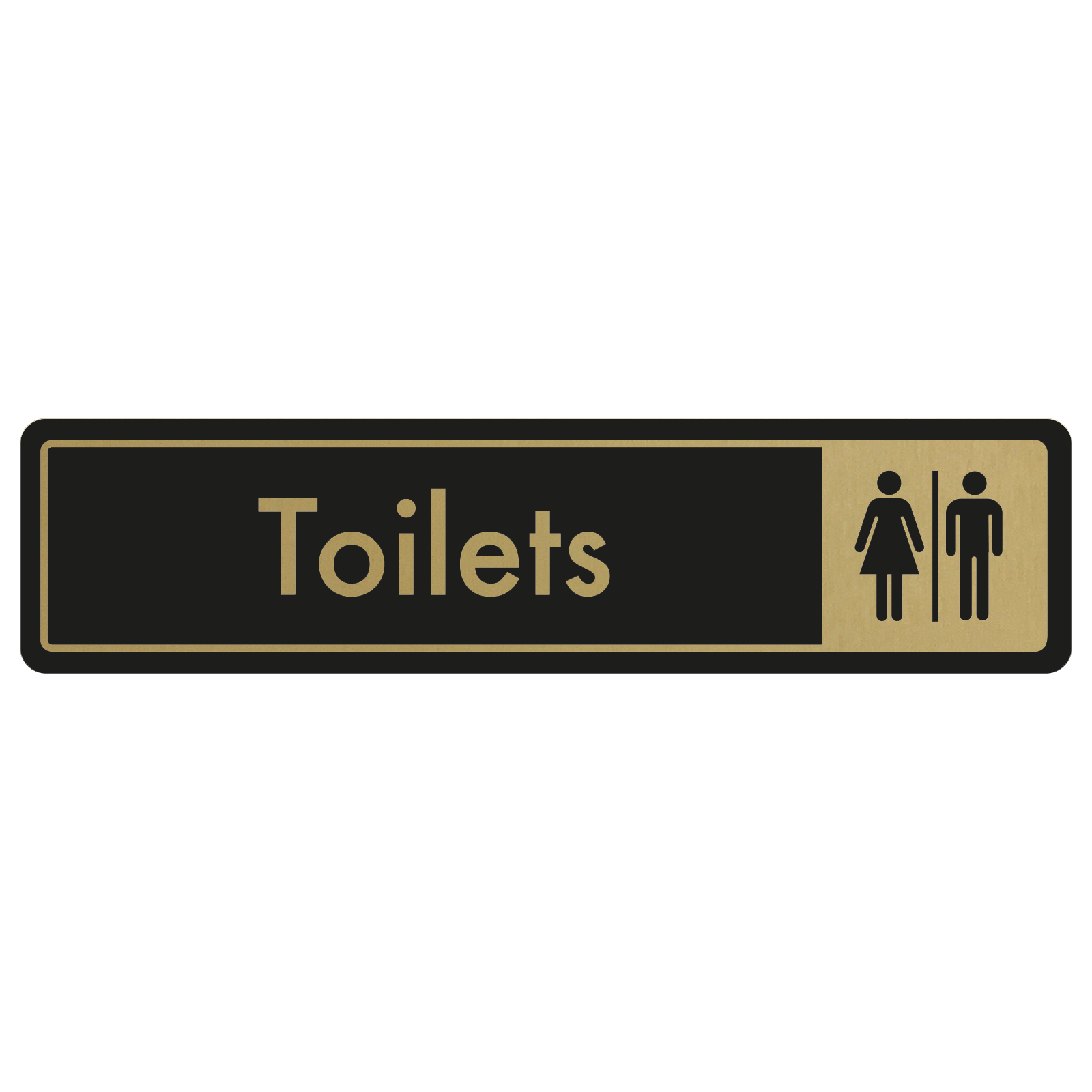 Toilets Door Sign - Gold on Black