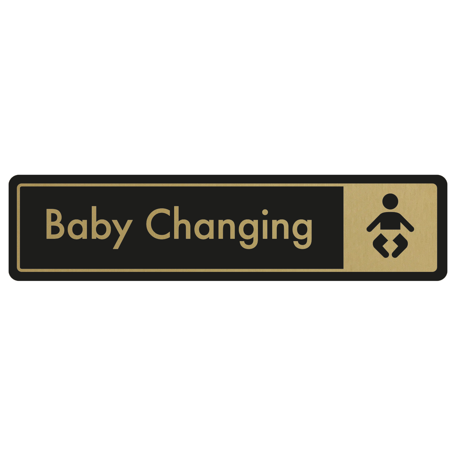 Baby Changing Door Sign - Gold on Black